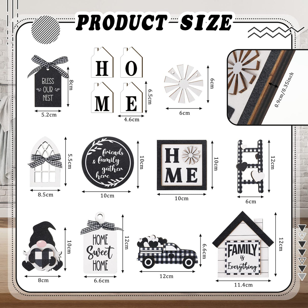 Kajaia Farmhouse Tiered Tray Decor Set Home Wooden Signs Rustic Sweet Home Tabletop Wooden Block Sign for Table Decor(Home) Kajaia