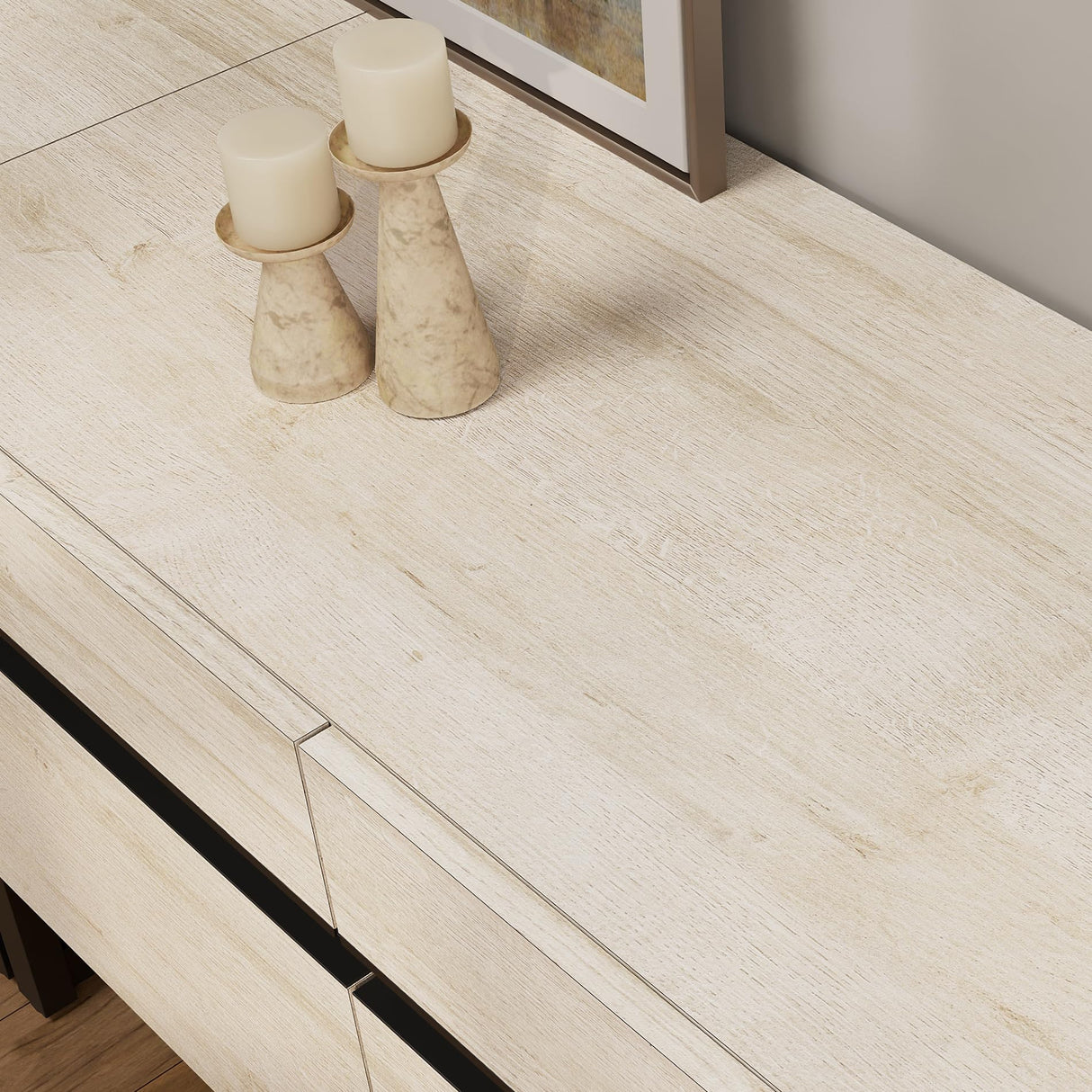 WAMPAT Modern TV Stand with Storage Cabinets for 40 Inch TV, Wood TV Entertainment Center TV Media Console Table with Metal Leg for Living Room,Light Oak WAMPAT