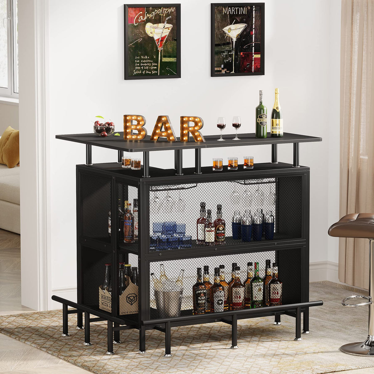LITTLE TREE Home Bar Unit Mini Liquor Table Cabinet LITTLE TREE