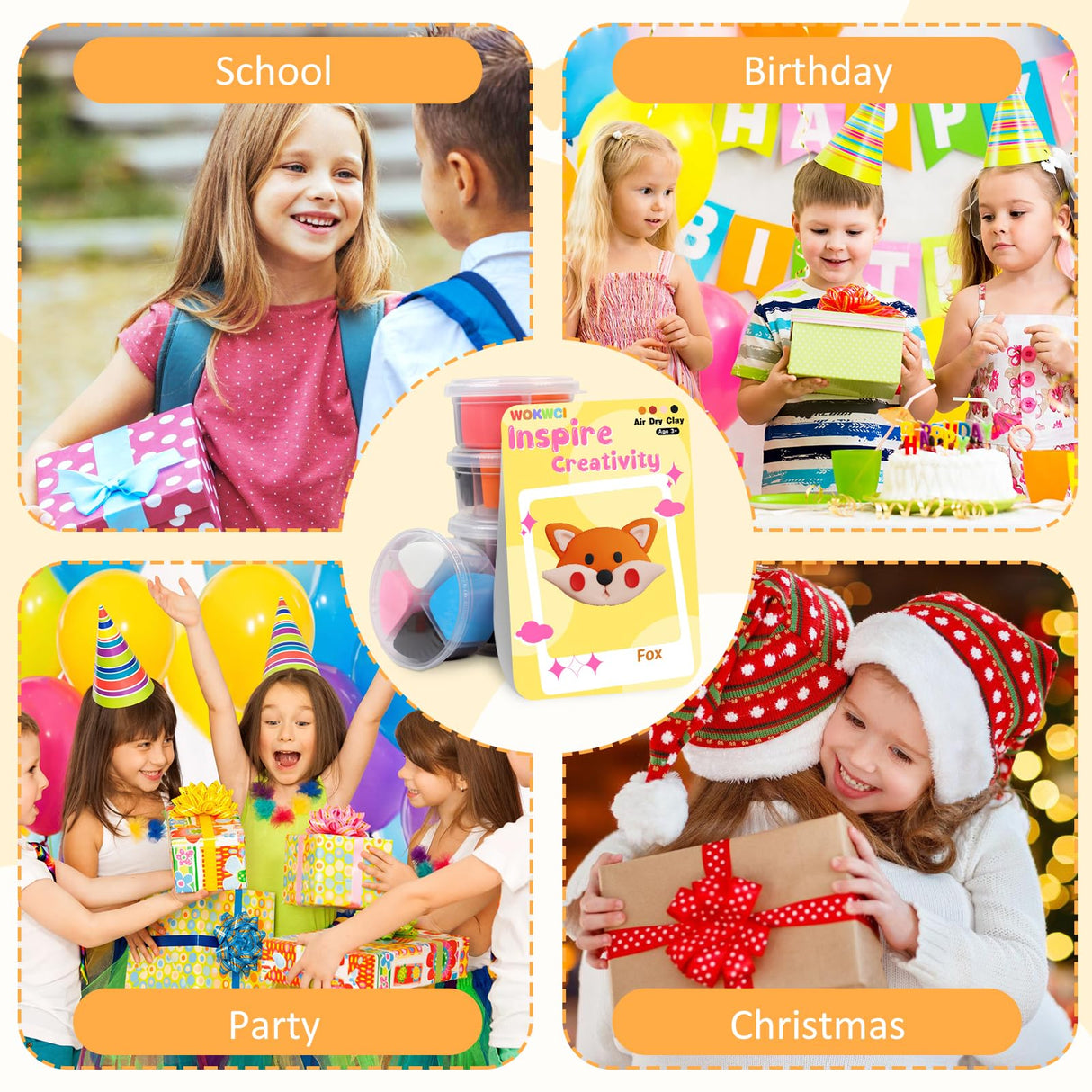 Air Dry Clay Kit for Kids, Modeling Magic Clay for Kids, Ultra Light & Soft, 12 Boxes DIY Animals Model with Step by Step Tutorial and 5 Sculpting Tools, Creative Art Crafts Toys Gifts for Girls Boys WOKWCI