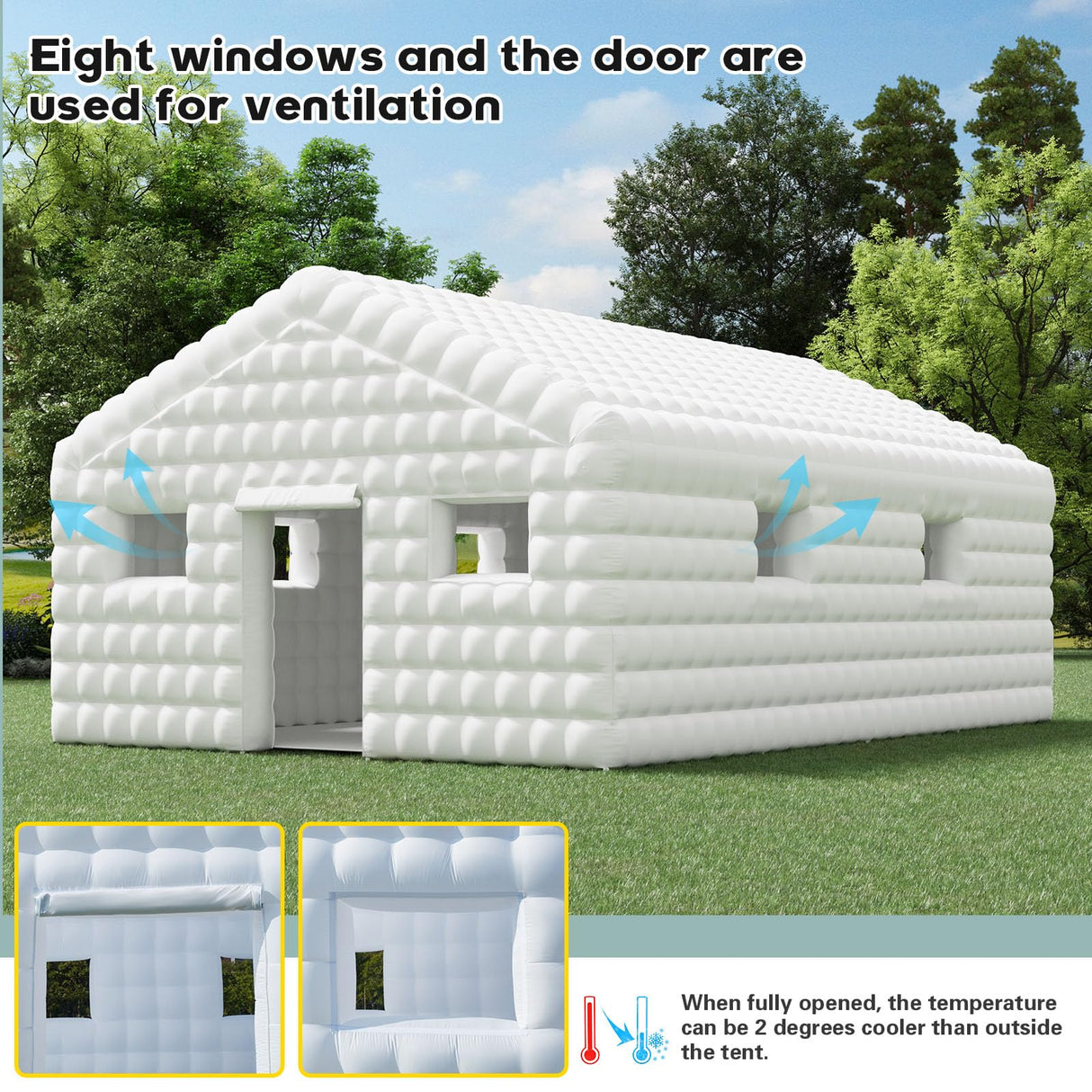 EROMMY 30x20x13 FT Large White Inflatable Nightclub, Blow Up Party Tent Portable with 1100W Blower, Disco Night Club Tent for Adult Birthday Party Business Rental EROMMY