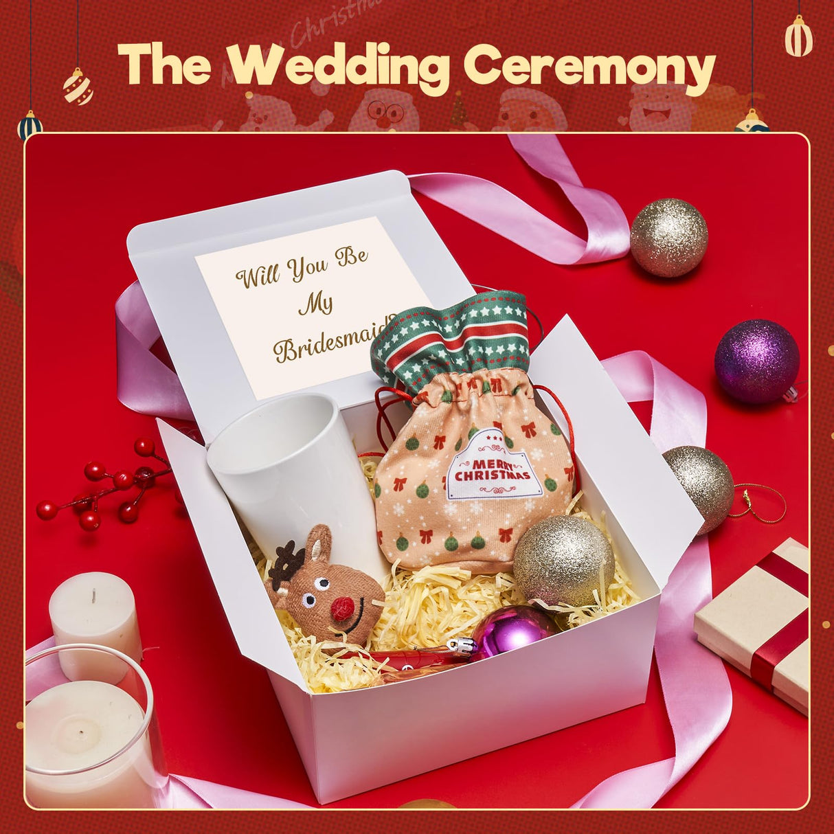 MESHA 8x8x4 Gift Box 10 Pack White Gift Boxes with Lids, DIY Bridesmaid Proposal Box, Recyclable,Foldable Box for Wedding, Birthday Party MESHA