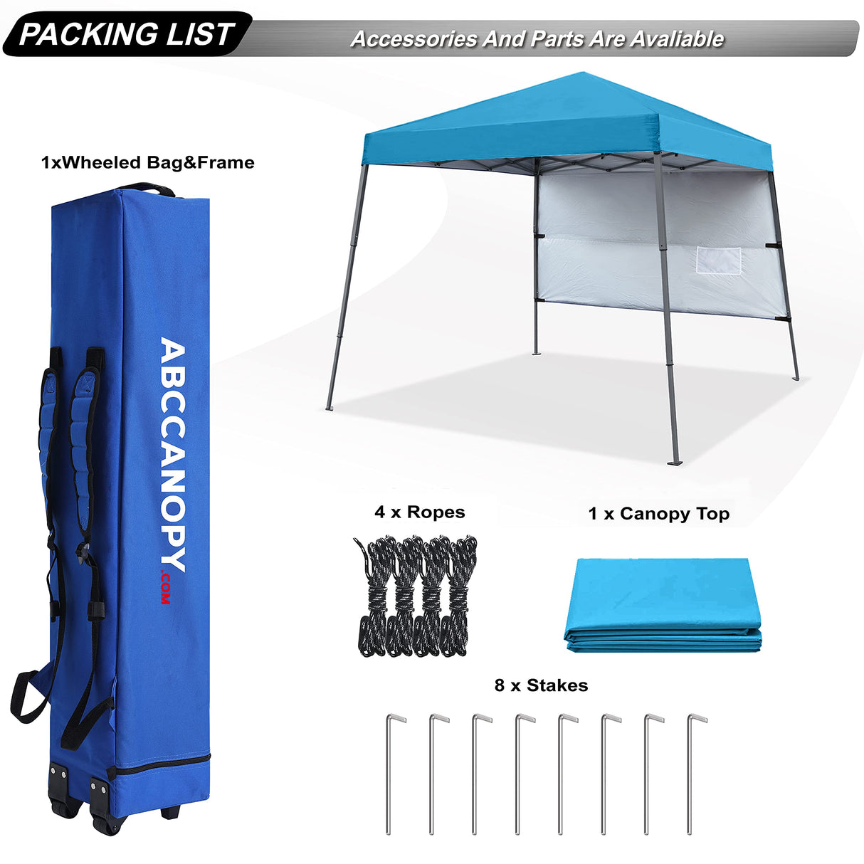 ABCCANOPY Pop Up Canopy Tent-Outdoor Camping Canopy Slant Leg Beach Canopy Tent with Backpack Bag,8 x 8 ft Base / 6 x 6 ft Top,Sky Blue ABCCANOPY