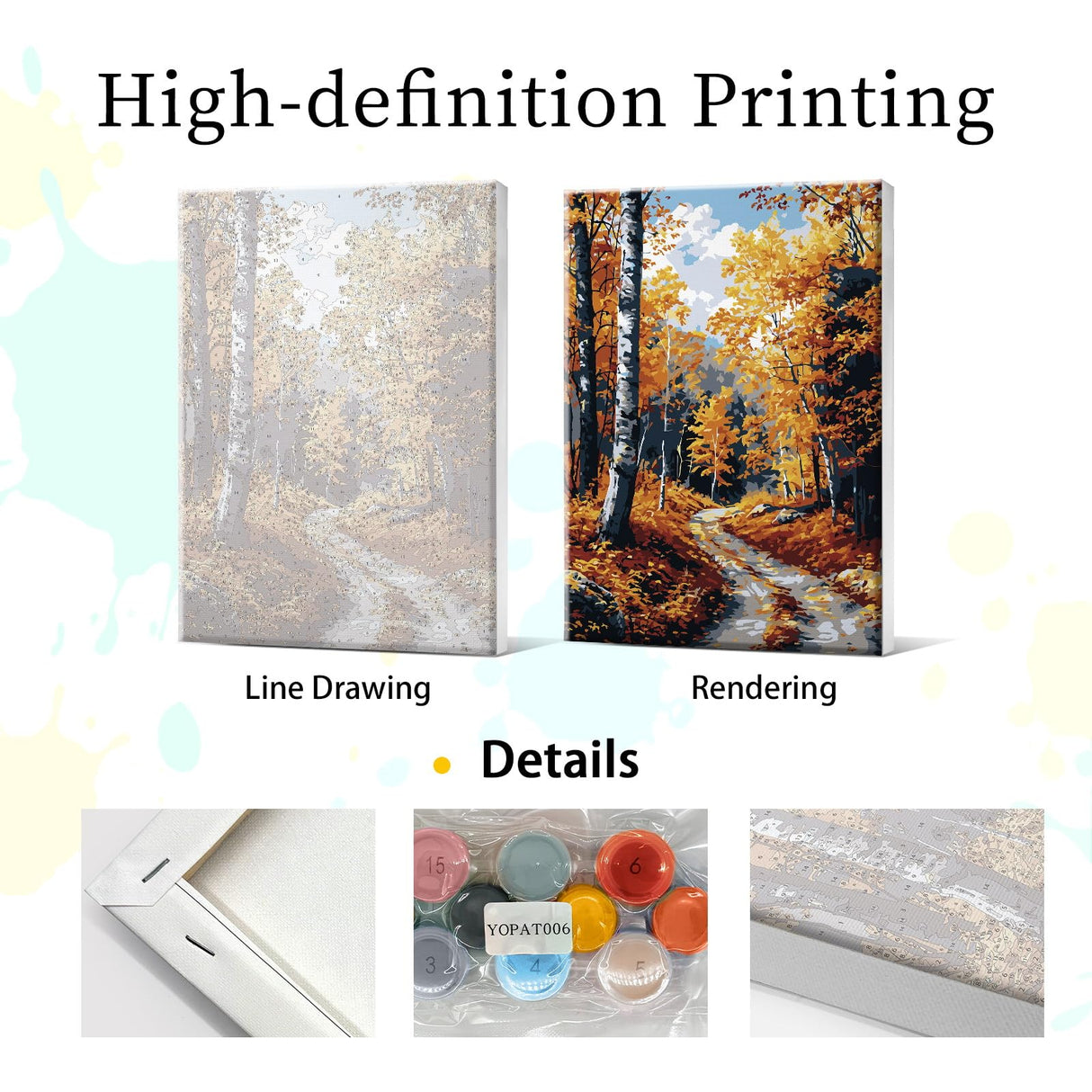 YOYA Framed Paint by Numbers Kit for Adults - Fall Forest Adult Paint by Number Kits on Canvas with Easel, DIY Autumn Landscape Paint by Number Framed Canvas for Home Wall Decor 8x12 Inch YOYA