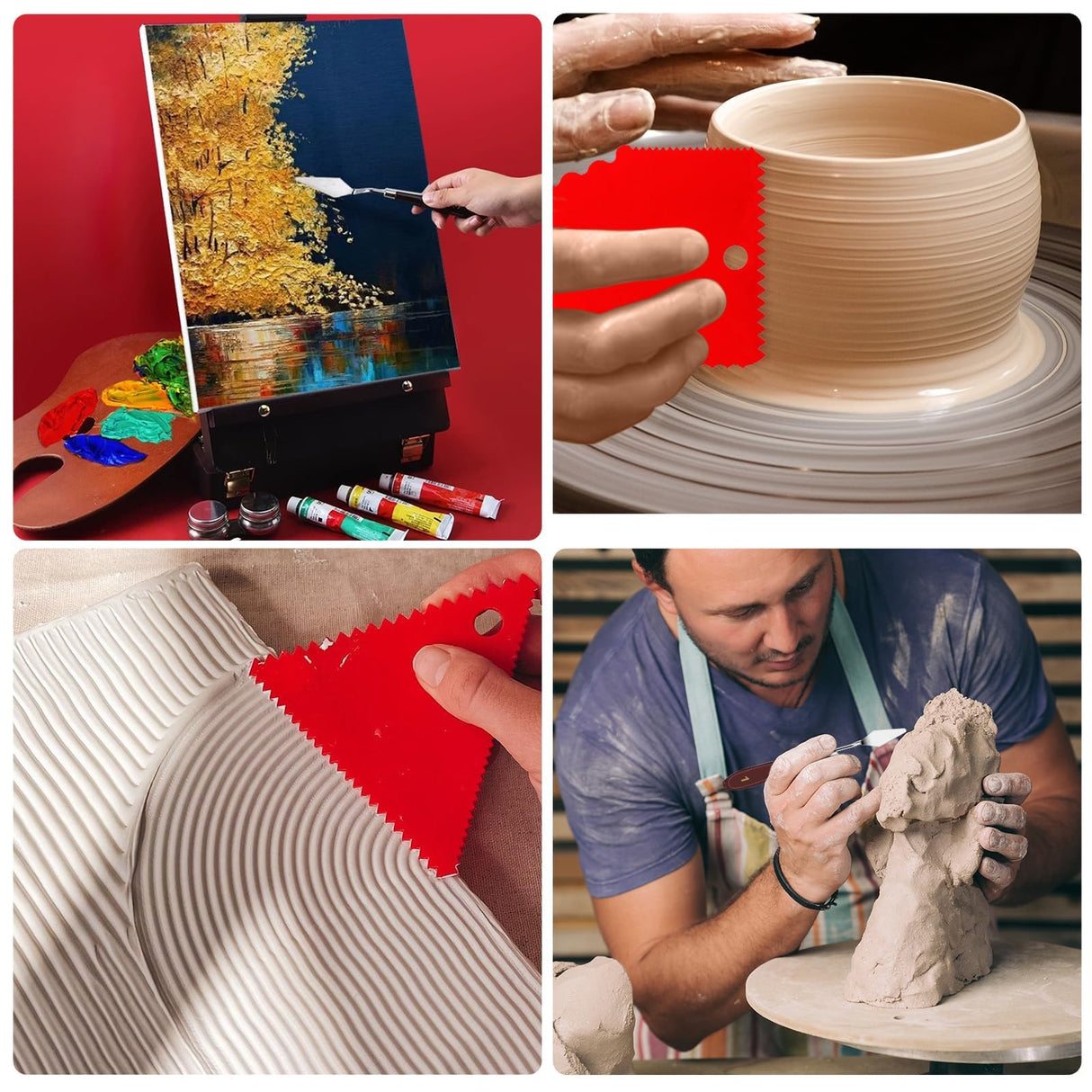 EEEKit 15 PCS Palette Knife Set, Stainless Steel Spatula Palette Knives with Plastic Scrapers, Pallet Knife for Oil Canva Acrylic Painting EEEKit