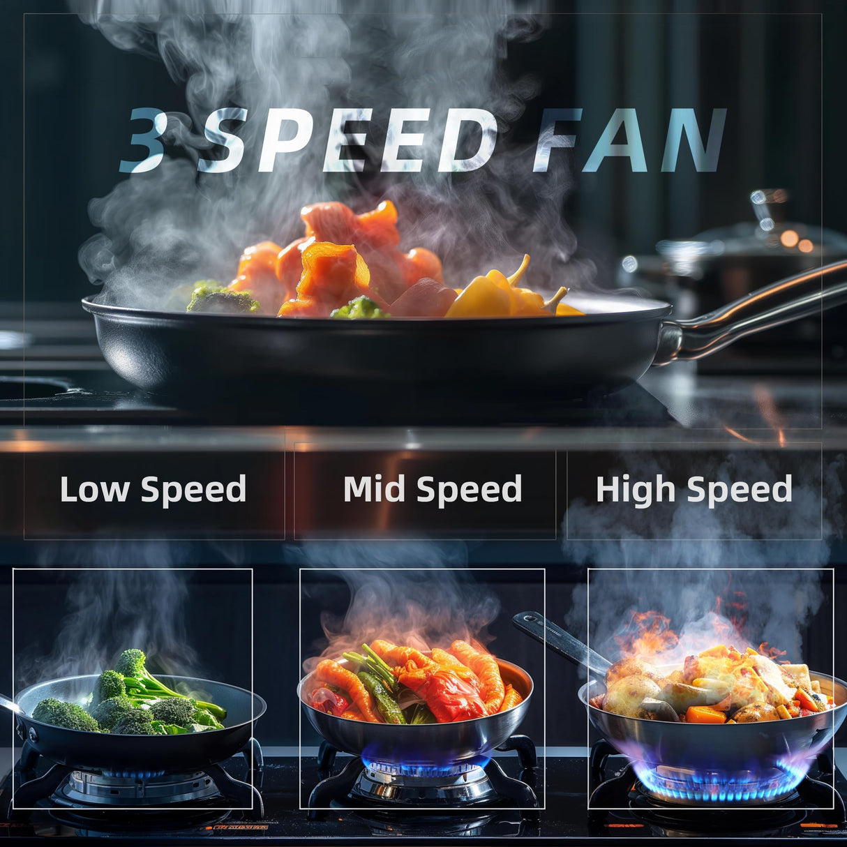 FIREGAS Range Hood 30 inch Wall Mount with Ducted/Ductless Convertible, 450 CFM Stainless Steel Chimney-Style Kitchen Hood, Over Stove Vent Hood with 3 Speed Fan, LED Light, Charcoal Filters FIREGAS