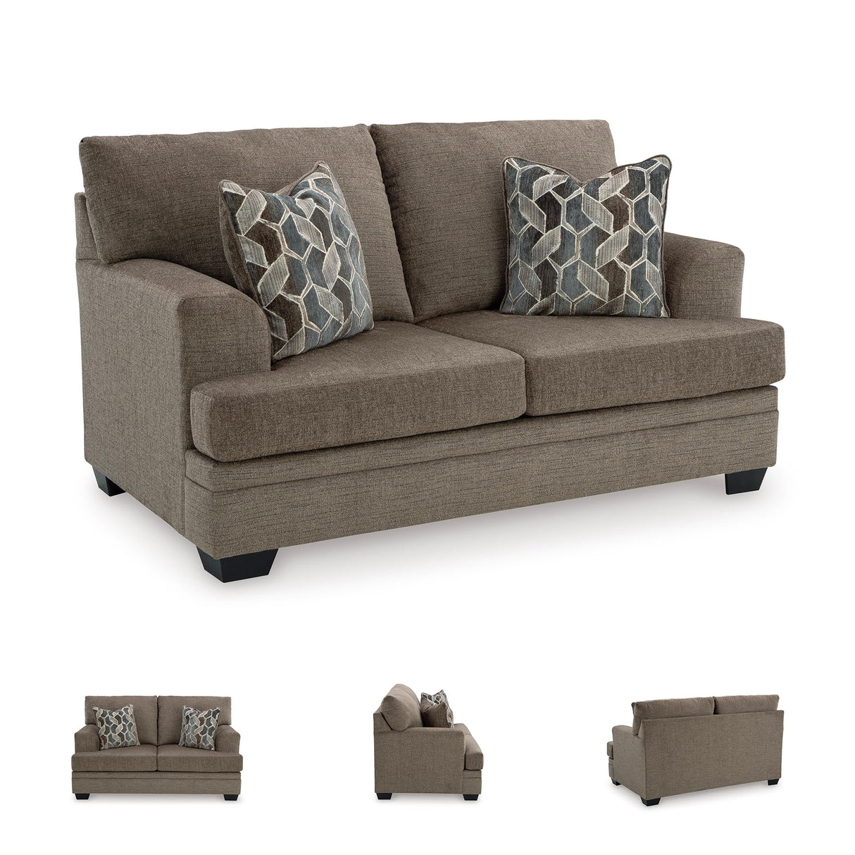 Signature Design by Ashley Stonemeade Casual Loveseat with 2 Toss Pillows, Dark Brown Signature Design by Ashley