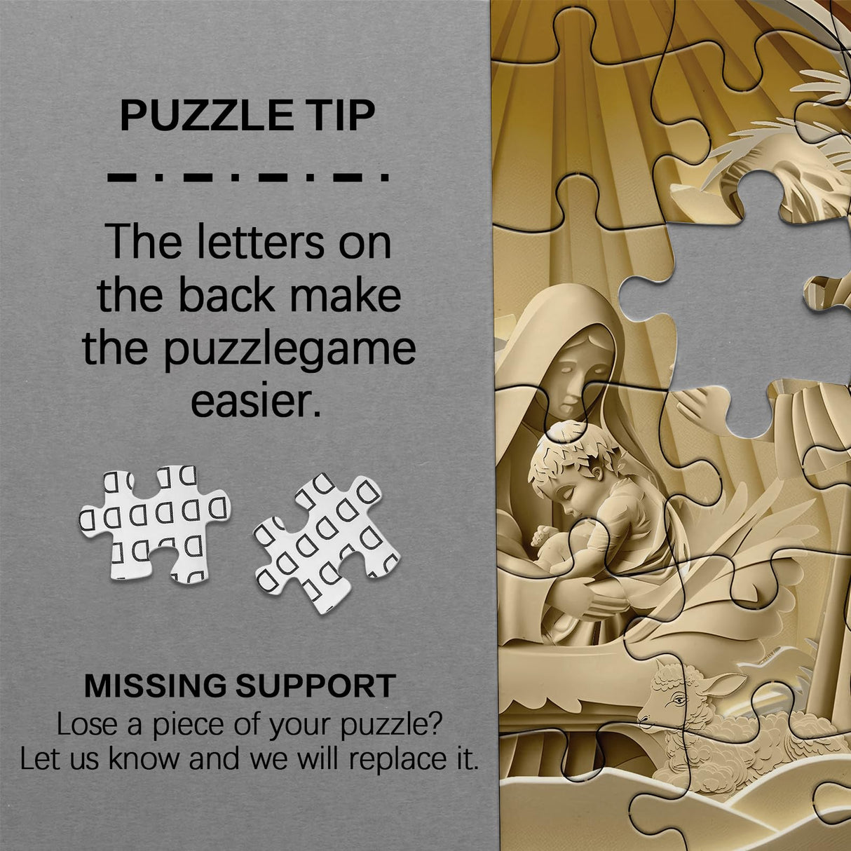 Holy Nativity Christian Puzzles for Adults 1000 Pieces, 3D Jesus Religious Bible Jigsaw Puzzles Faith Cross, Christmas Winter Holiday Puzzle BBOLDIN