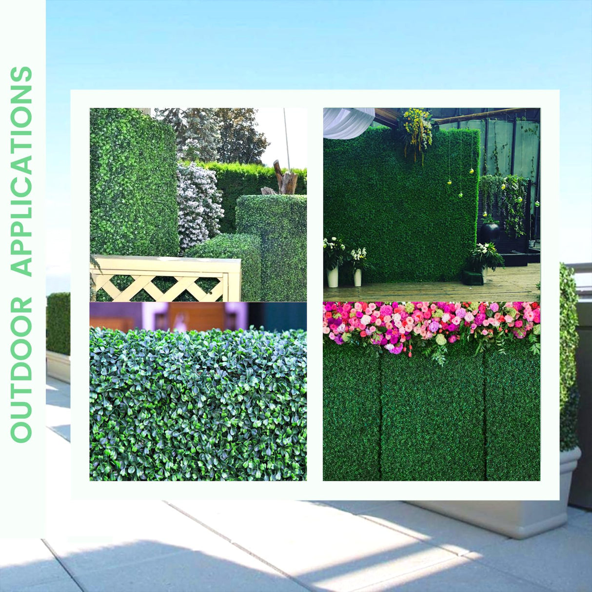 Decwin 12 Pieces 20” X 20” Artificial Hedge Boxwood Panels Boxwood Hedge Grass Wall Green Greenery Plant Mats UV Stable for Indoor Outdoor Decor Garden Fence Decwin