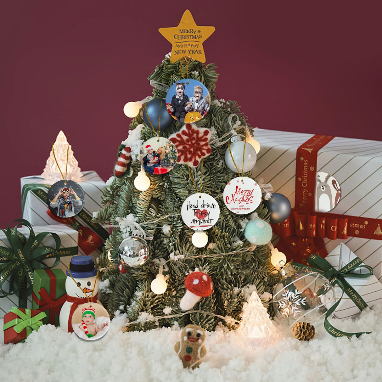 Sublimation Blanks Bulk Personalized Christmas Ornaments Set Ceramic Sublimation Ornaments White Ornaments for Christmas Tree Decorations Wedding Gifts Birthday Gifts for Women Men 3",25p AMONE