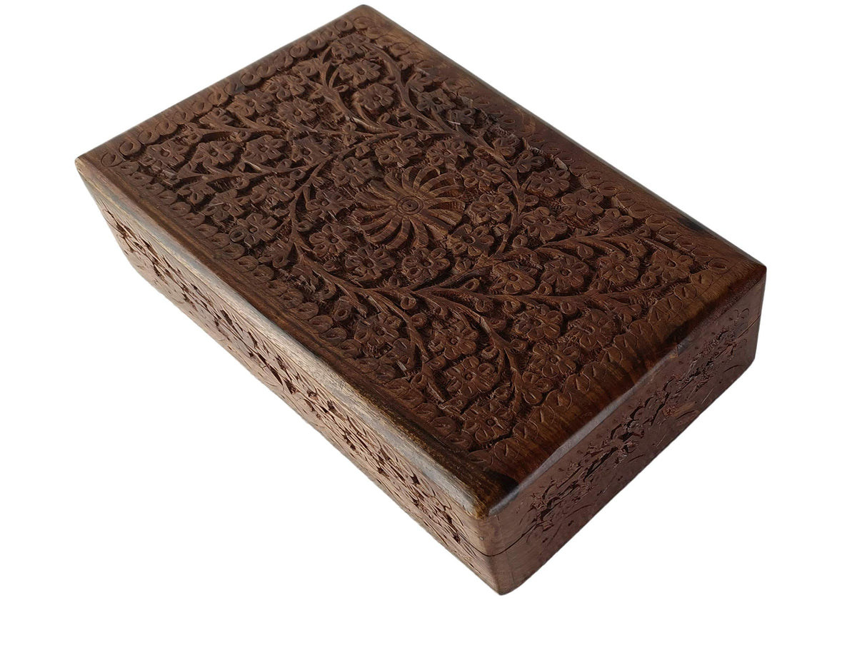 Indian Glance Wood Jewelry Box Organizer - 10 x 6” - Multipurpose Keepsake Storage Case For Girls | Women Indian Glance