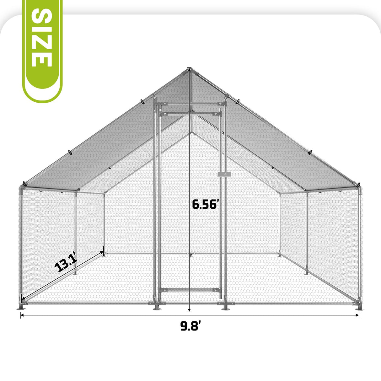 HEYTOWN Large Metal Chicken Coop Chicken Pen with Water-Resident and Anti-UV Cover Walk-in Poultry Cage Chicken Runs for Yard with Cover Duck Rabbit Dog House Outdoor HEYTOWN