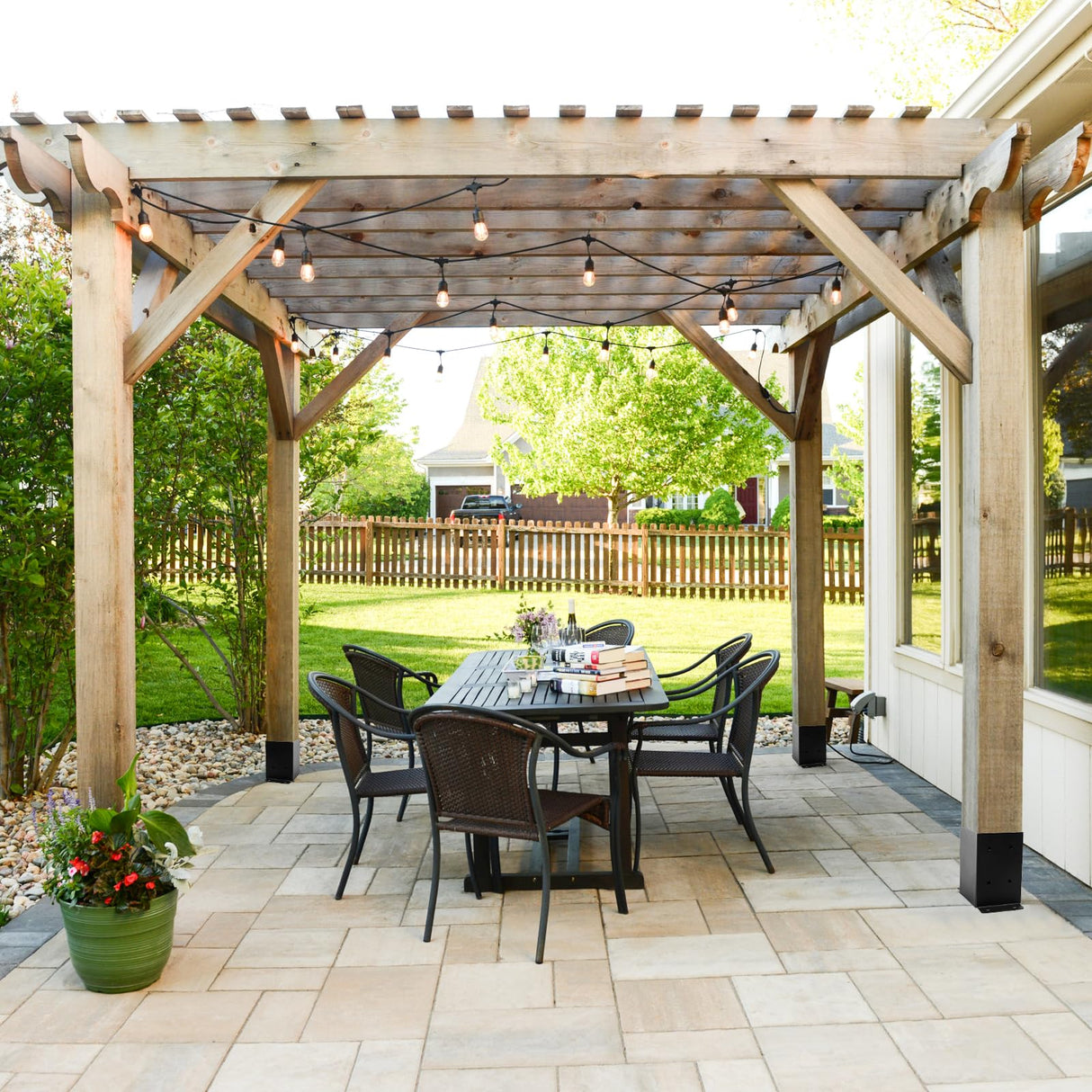 4 Pcs Post Base ,4"x 4" Post Brackets(Actual 3.6"x 3.6"), Heavy Duty Black Metal Powder-Coated Thick Steel Post Anchor Outdoor for Support Deck Base Plate , Fence Kit,Mialbox Post Mount AXWHYS