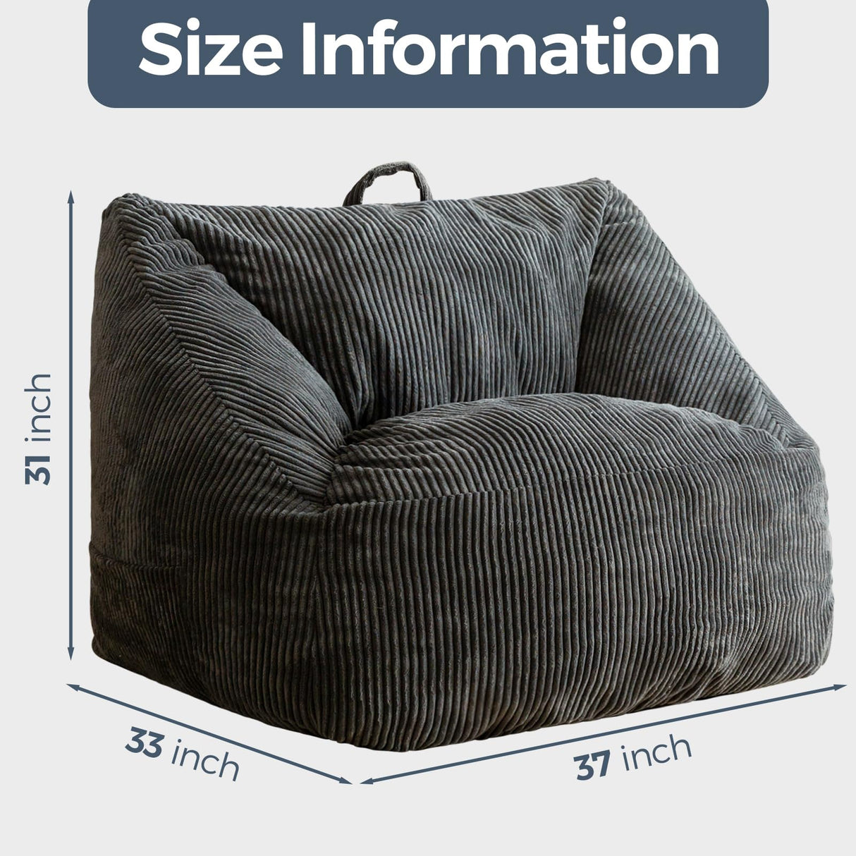 MAXYOYO Bean Bag Chair, Floor Sofa with Handle, Bean Bag Chairs for Adults and Kids, Teens Living Room Bean Bag, Accent Sofa Chair with Pocket for Gaming Reading Relaxing MAXYOYO