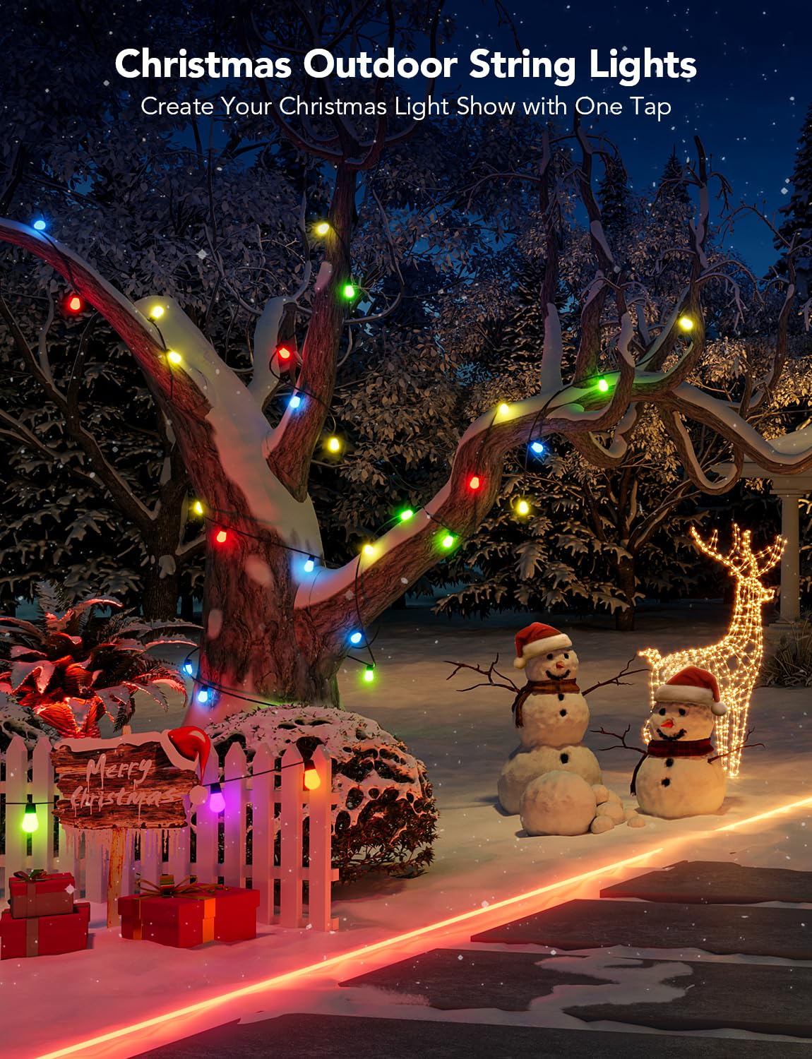 Govee Smart Outdoor String Lights H7021, RGBIC Warm White 96ft (2 Ropes of 48ft) LED Bulbs for Christmas Decorations Outdoor, WiFi Patio Lights Work with Alexa, Google, APP Control, IP65 Waterproof Govee