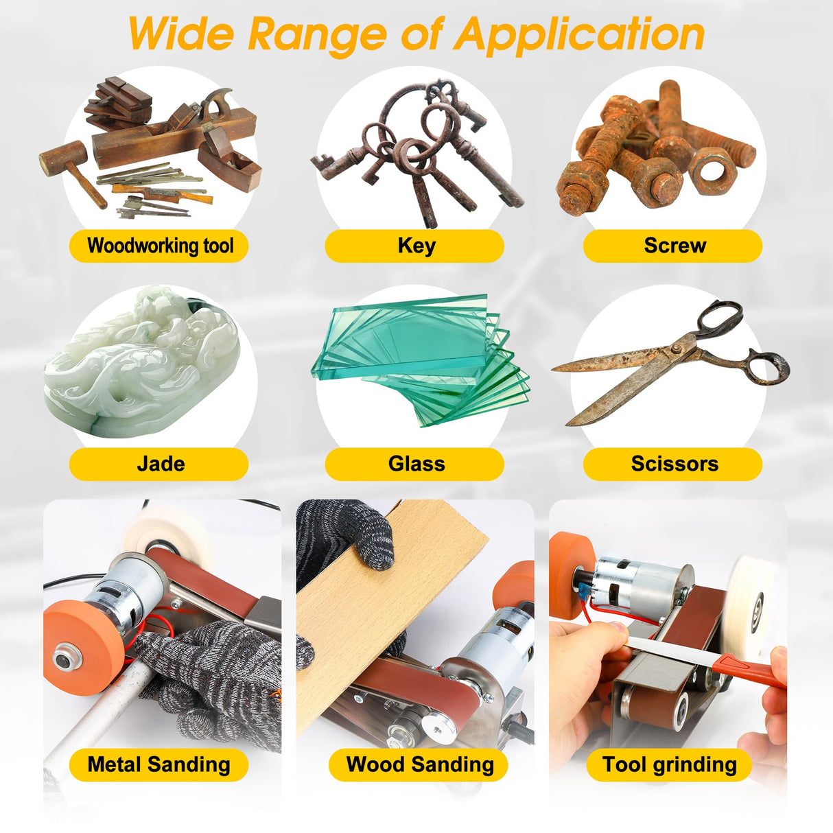 Mornajina Mini Belt Sander for Knife Making, 15 Degree Electric Power Bench Belt Sanders, 7 Adjustable Speed Knife Sharpener Knife Polishing Kit for DIY Metal Woodworking Knife Making Mornajina