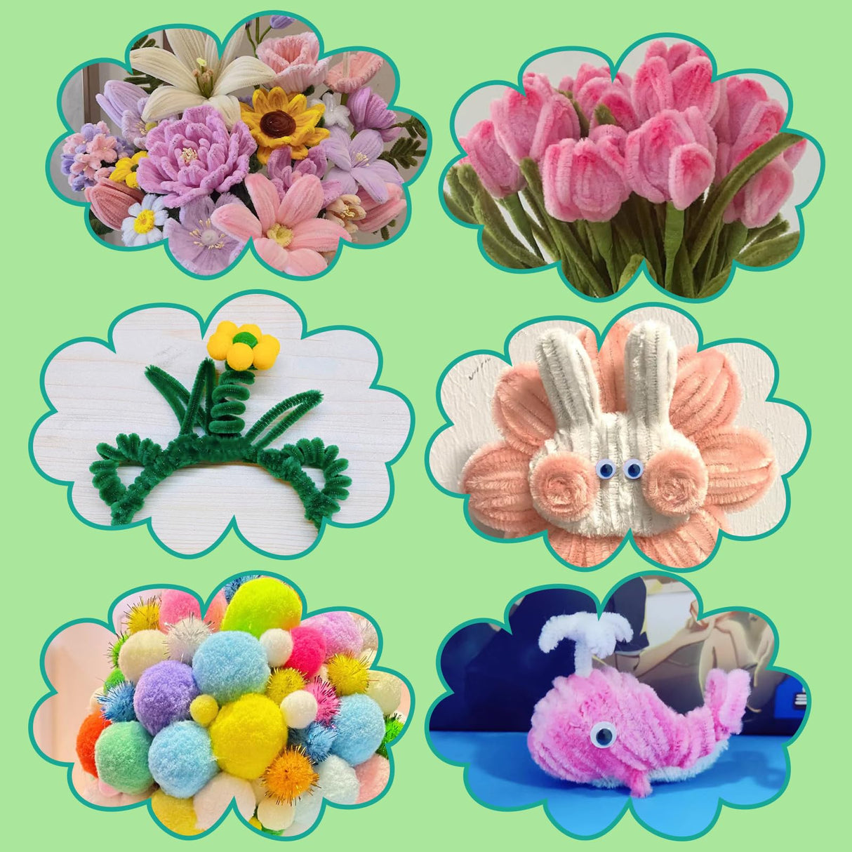 Zlulary Pipe Cleaners Craft, Pipe Cleaners Craft Supplies, Pipe Cleaner, Art and Crafts Kit with Instructions, Pipe Cleaner Art Kits DIY Arts Crafts Decorations Zlulary