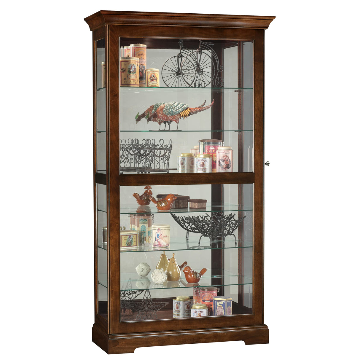 Howard Miller Debreu Curio Cabinet II - Hardwood Cabinet Wood Finish Home Decor Glass Display Cabinet Sliding & Lockable Glass Door - Storage Cabinet for Living Room, Bedroom or Dining Room Howard Miller
