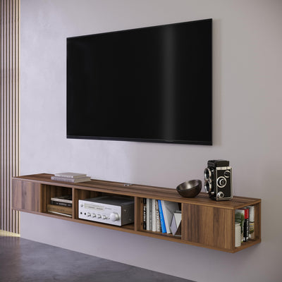 Atelier Mobili Modern Floating TV Stand Wall Mounted, Wall Mounted Entertainment Center, Modern TV Console, Walnut Color, TV Floating Shelf,
