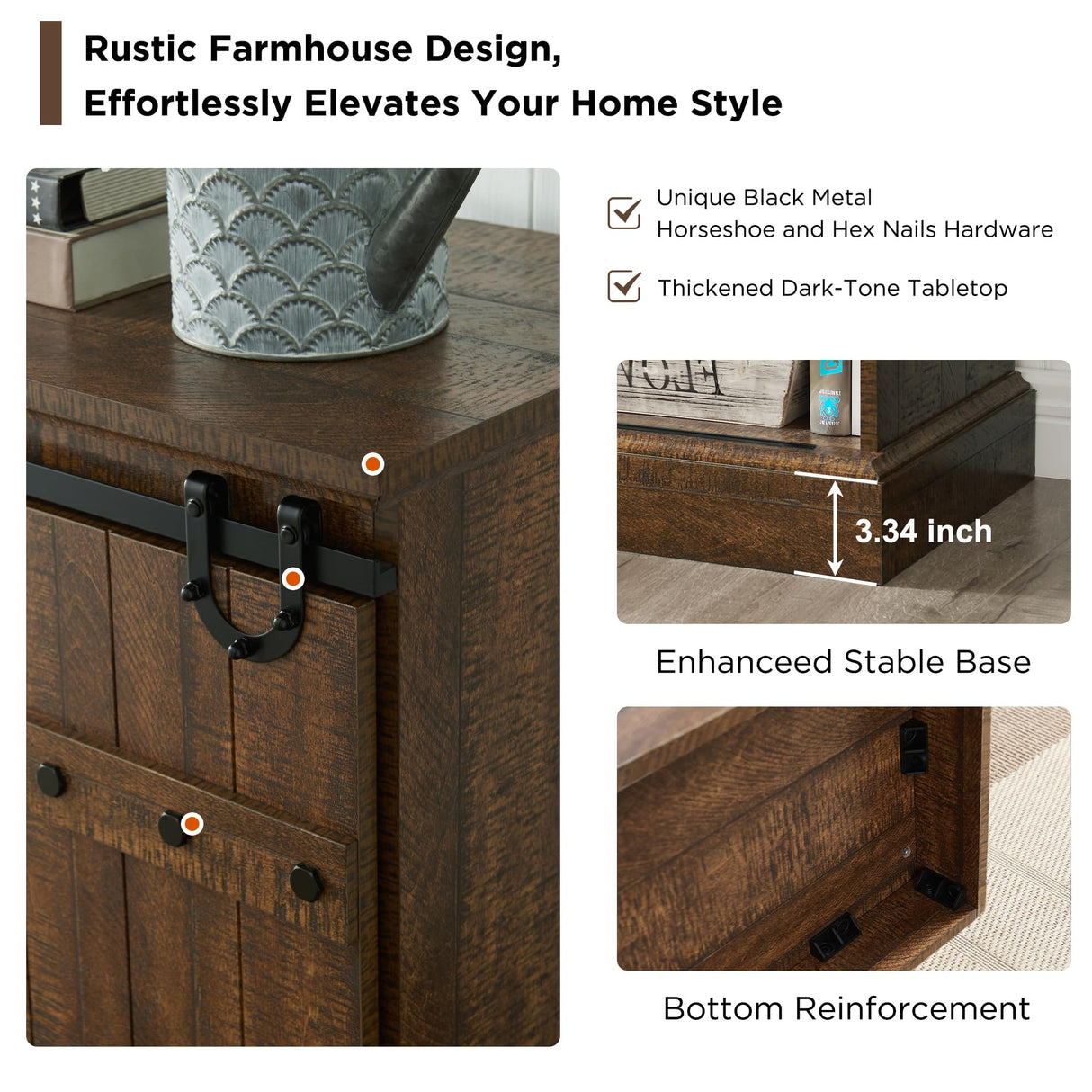 OKD 75" Sideboard Buffet Cabinet with Storage, Farmhouse TV Stand w/Sliding Barn Door, Rustic Long Coffee Bar, Large Buffet Table for Dining Room, Kitchen and Living Room, Reclaimed Barnwood OKD