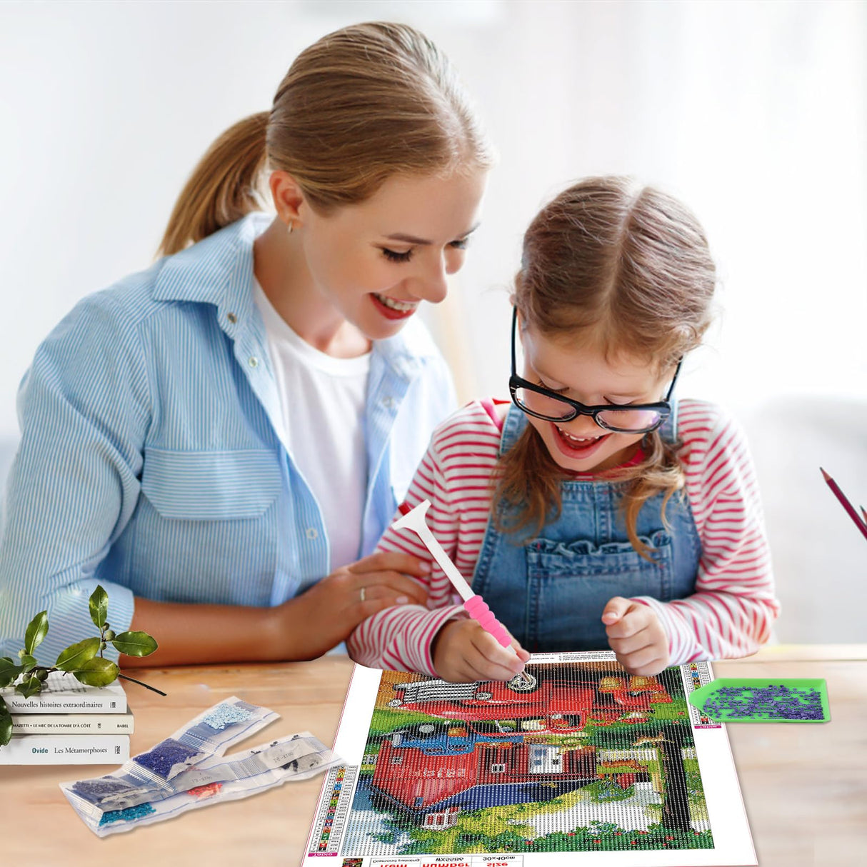 SENQAO Red Truck Diamond Painting Kits for Adults - Full Drill Diamond Dots Paintings for Beginners, Round 5D Paint with Diamonds Pictures Gem Art Painting Kits DIY Adult Crafts Kits 12x16inch SENQAO