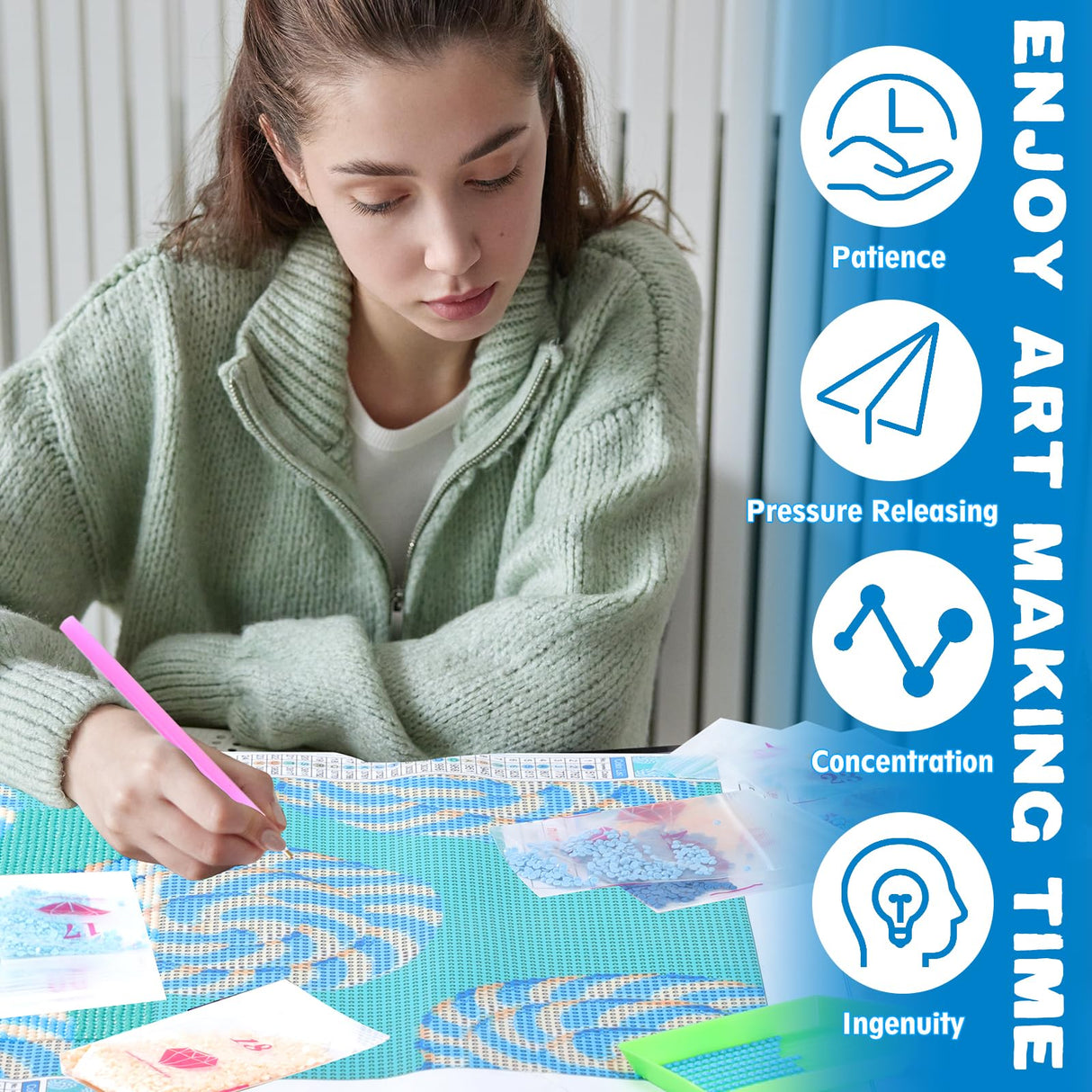 KAYEIUU 5D Blue Glow in The Dark Forest Diamond Painting Kits for Adults, DIY Landscape Diamond Art Kits, Round Full Drill Gem Arts and Crafts Kits, for Home Wall Decor Gifts 12x16 inch KAYEIUU