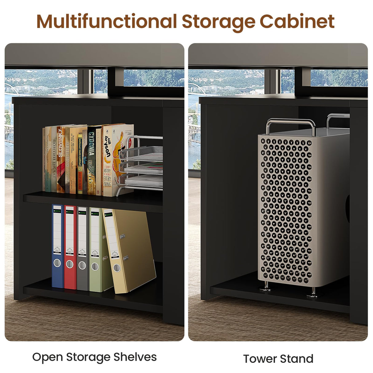 Itaar 70.9" Executive Desk, Large Computer Desk with Drawers and Lateral File Cabinet, Office Desk with Removable Shelves, Business Furniture Desk Workstation for Home Office, Brown2133 Itaar