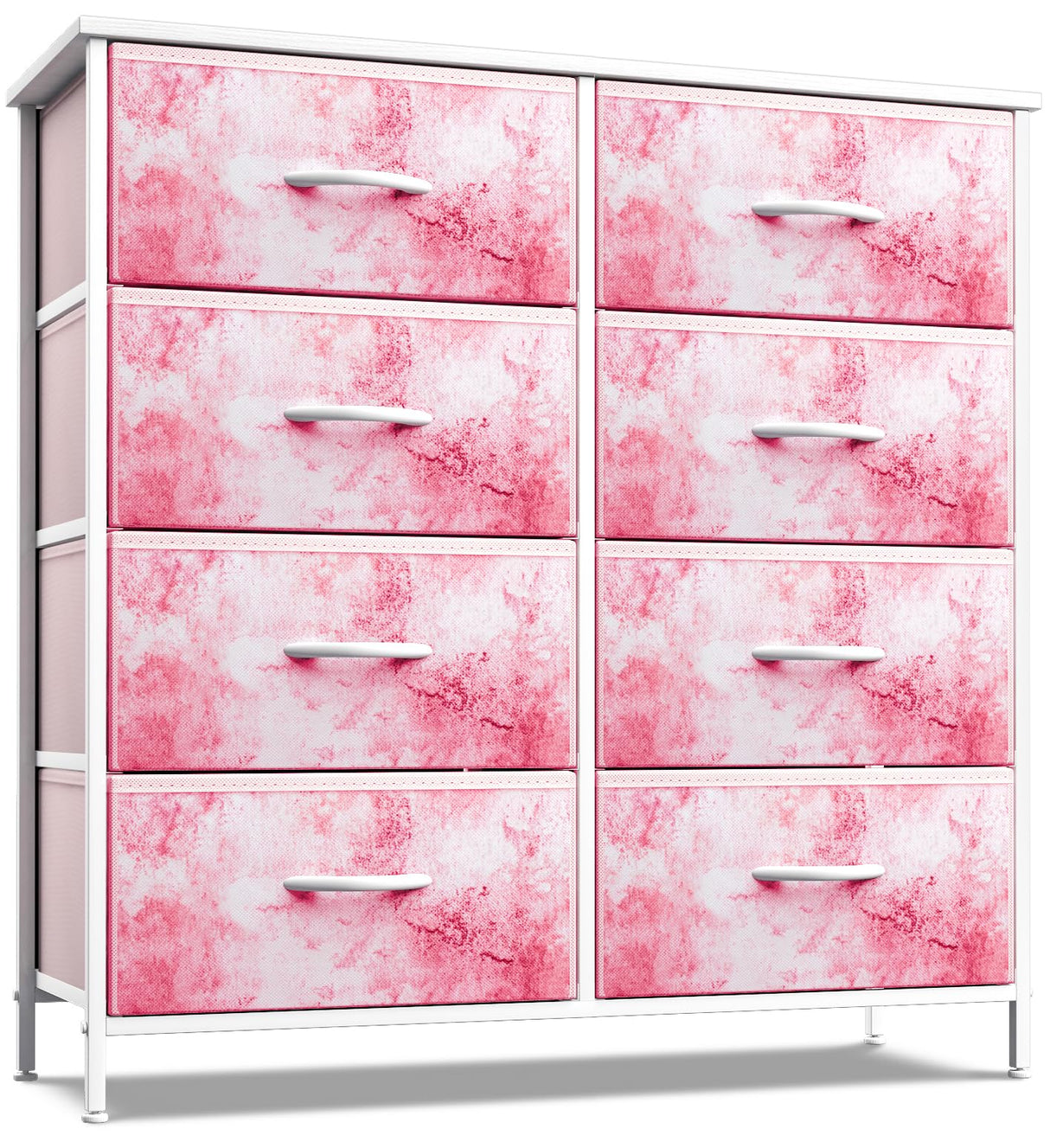 Sorbus Dresser with 8 Drawers - Furniture Storage Chest Tower Unit for Bedroom, Hallway, Closet, Office Organization - Steel Frame, Wood Top, Easy Pull Fabric Bins (8-Drawer, Pink) Sorbus