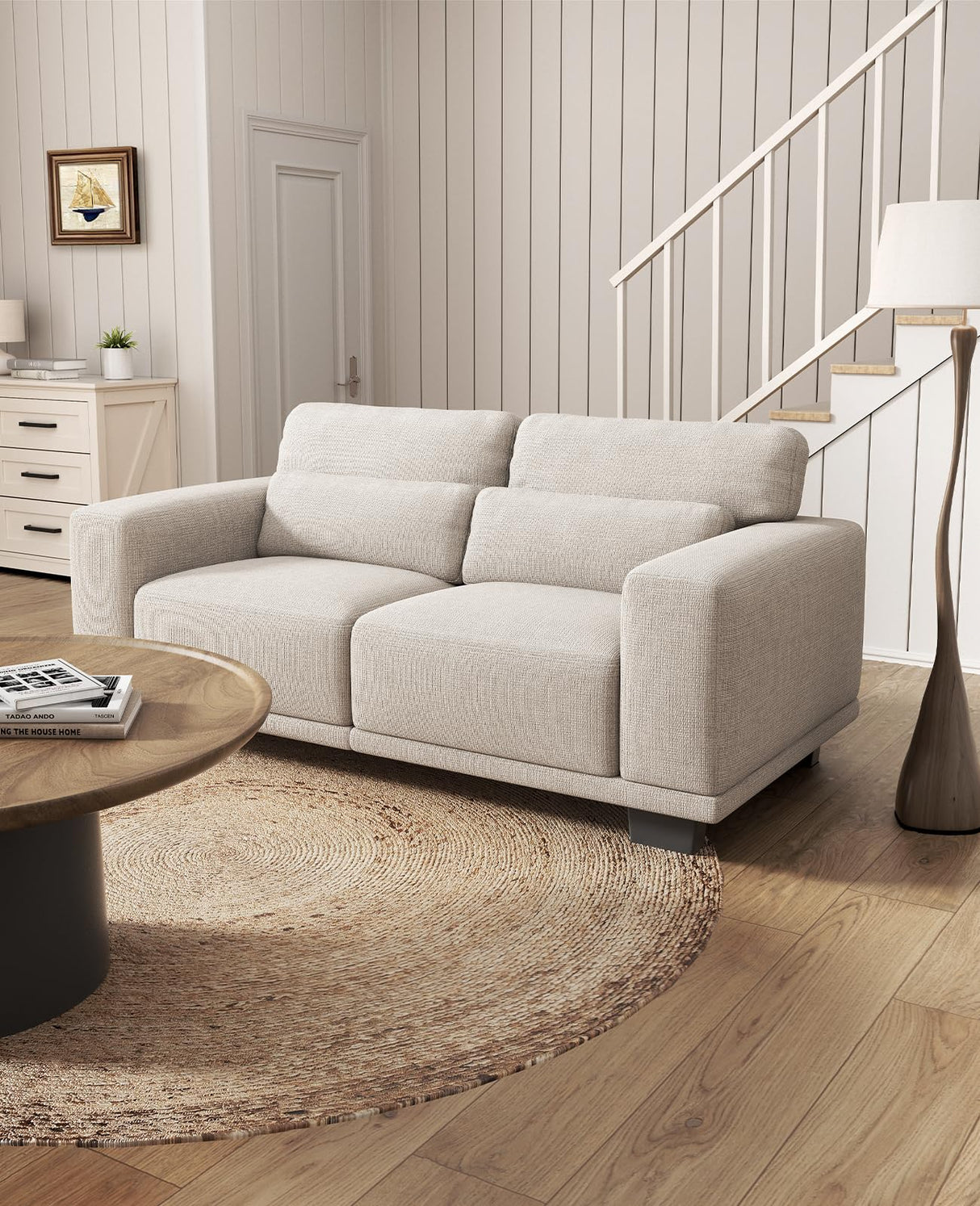 Marsail 65" Loveseat Sofa, Love Seat for Living Room, Comfy Couch with Deep Seats and Wide Armrests, Sofa Couch with Supportive Cushion and Sturdy Frame, Easy to Clean with Removable Covers, Beige Marsail