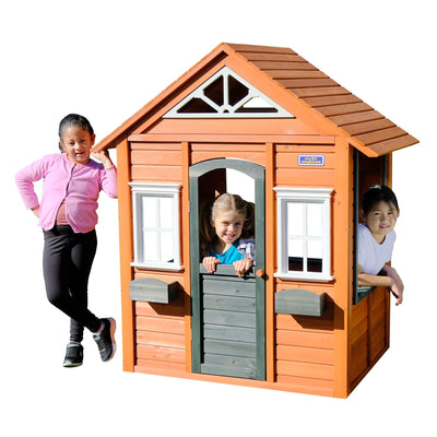 Sportspower My First Wooden Playhouse: Working Door, Open Concept Design and Flower Pot Holders Constructed from Premium Wood (Pre-Cut and Stained)