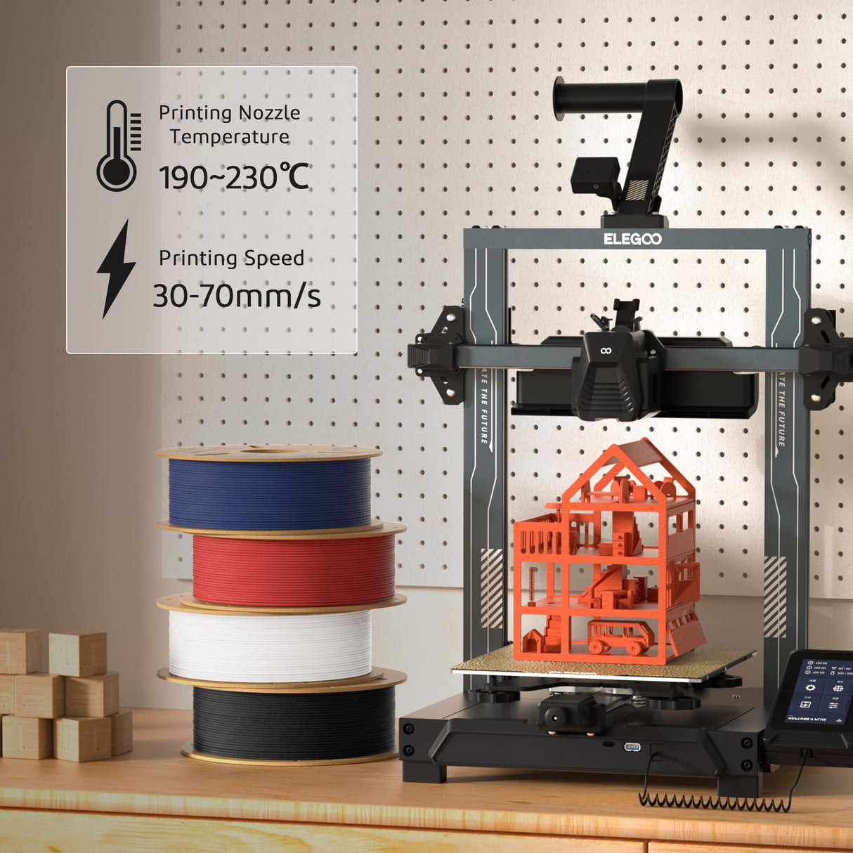 ELEGOO Matte PLA Filament Beige 1KG, 1.75mm 3D Printer Filament Dimensional Accuracy +/- 0.02mm, 1kg Carboard Spool (2.2lbs) for Most FDM 3D Printers ELEGOO