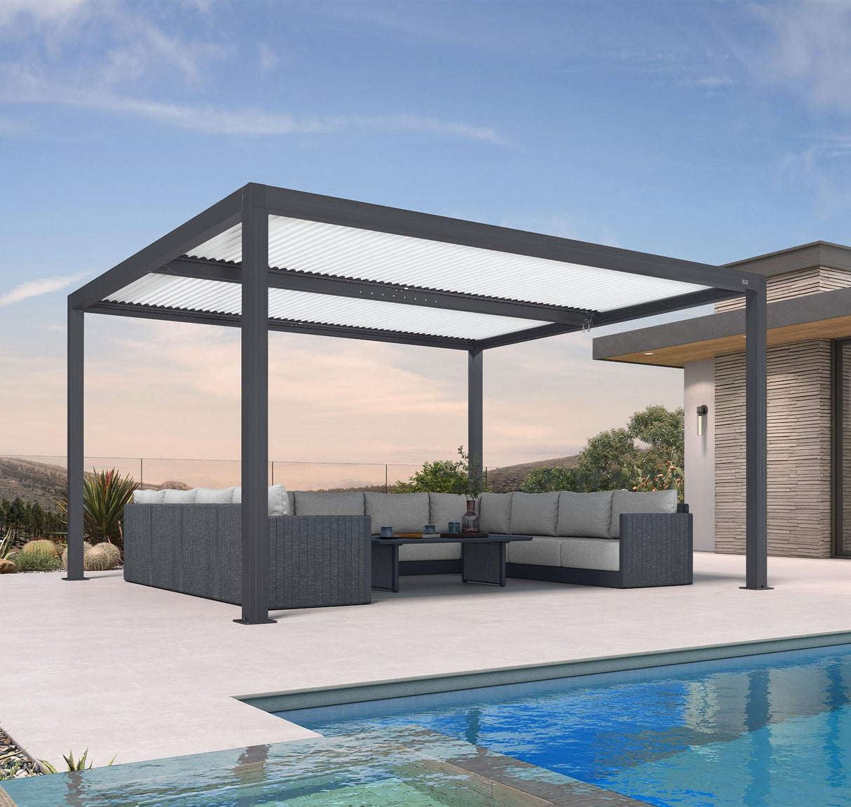 PURPLE LEAF Louvered Pergola 12' x 14' Outdoor Aluminum Pergola with Hidden Drainage System and White Adjustable Sun Shade Roof Patio Hardtop Large Pergolas for Patio Dining Backyard Deck PURPLE LEAF