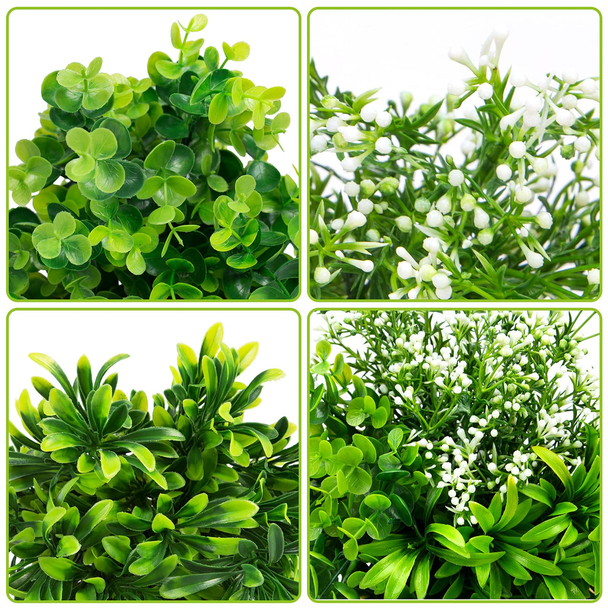 Ouddy Decor 6 Bundles Artificial Greenery Stems Mixed Fake Plants Eucalyptus Stems Babys Breath Faux Plastic Artificial Plants & Flowers for Outdoor Indoor Garden Home Window Box Decor Ouddy Decor