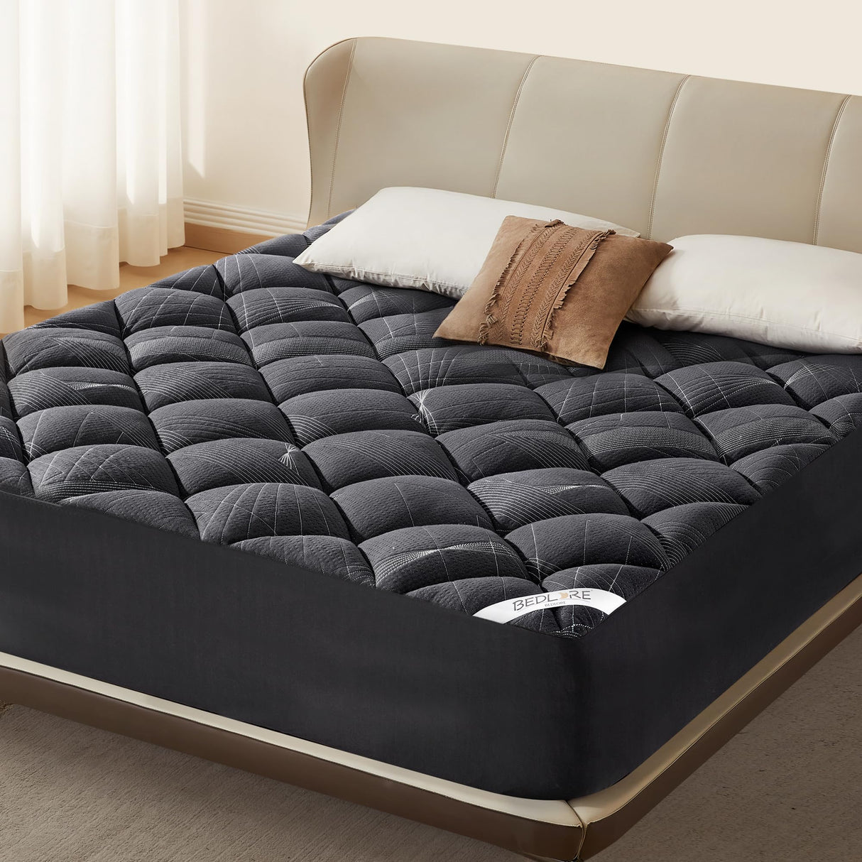 BEDLORE King Mattress Topper, Viscose Made from Bamboo Soft Pillow Top Mattress Pad, Thick Mattress Cover for Back Pain Relief with 6-18 inches Deep Pocket BEDLORE