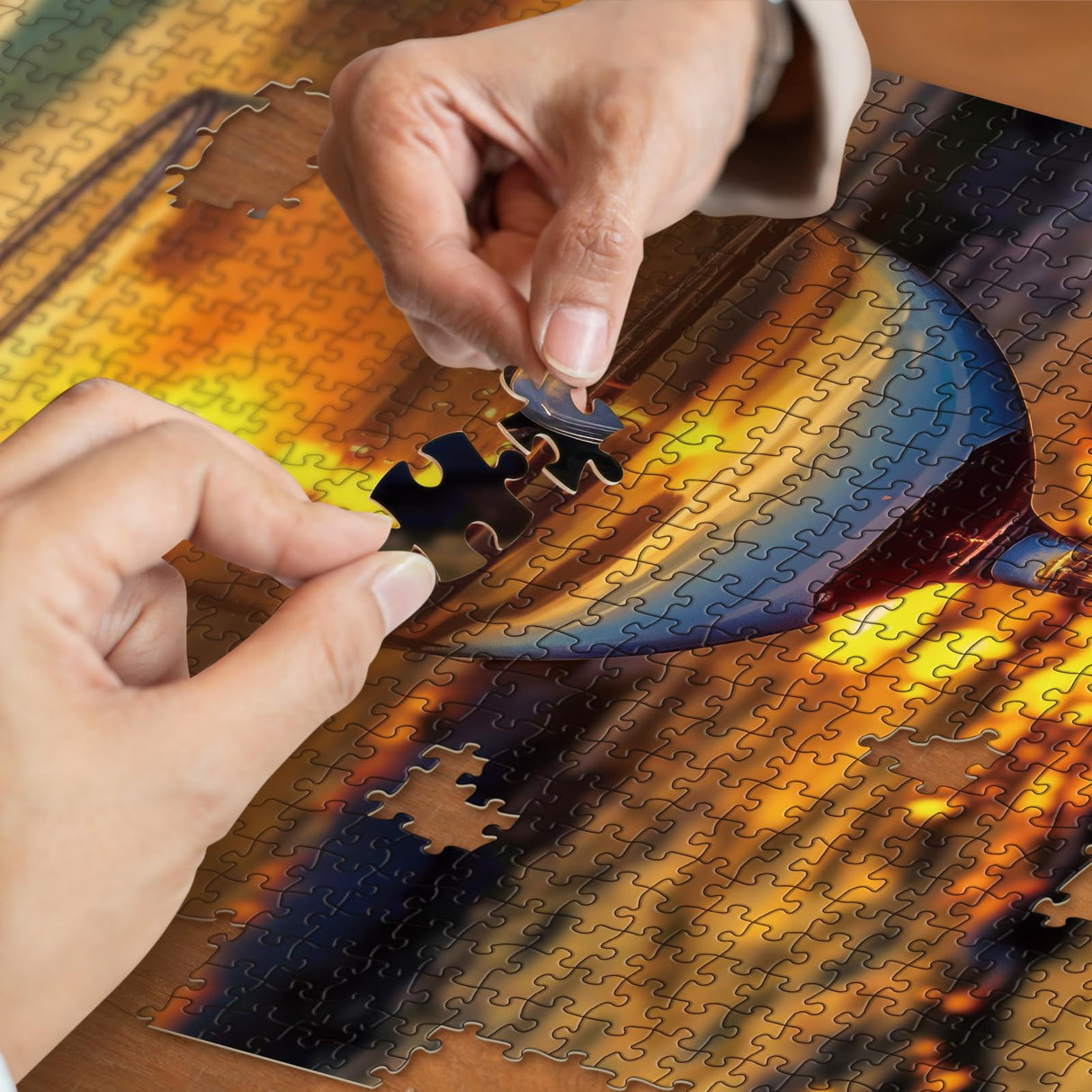 Beach Wine Sunset Puzzles for Adults 1000 Pieces, Ocean Art Landscape Jigsaw Puzzles, Pretty Beautiful Scene Puzzle IdeaBazar