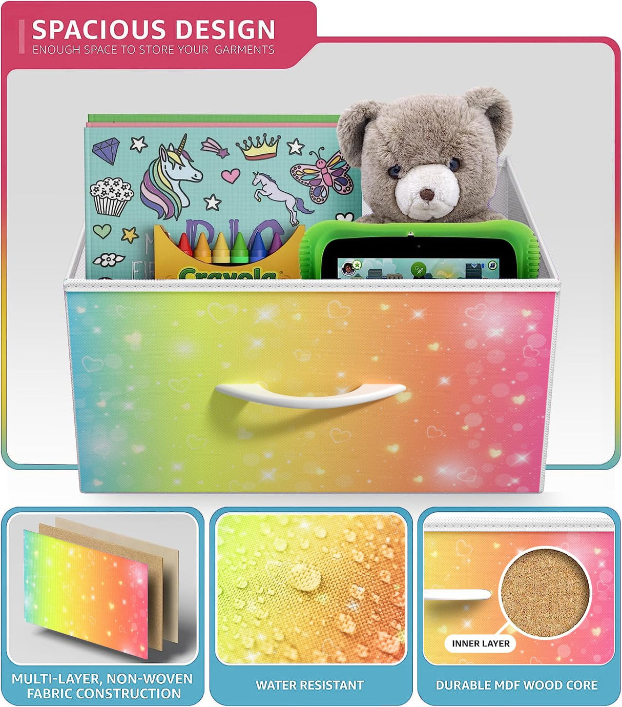 Sorbus Kids Dresser with 8 Drawers - Storage Unit Organizer Chest for Clothes - Bedroom, Kids Room, Nursery, & Closet (Rainbow, 31.5 x 12 x 32-8 Drawer) Sorbus