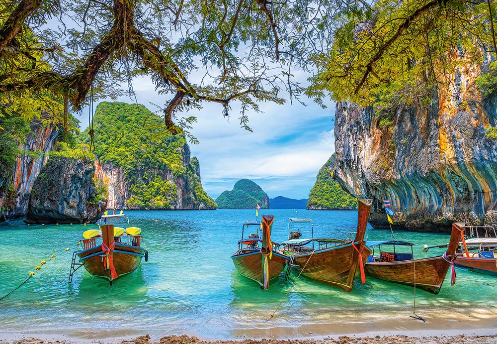 CASTORLAND 1500 Piece Jigsaw Puzzles, Beautiful Bay in Thailand, Asia, Island, Fishing Boat, Ocean Puzzle, Adult Puzzles, Castorland C-151936-2 Castorland