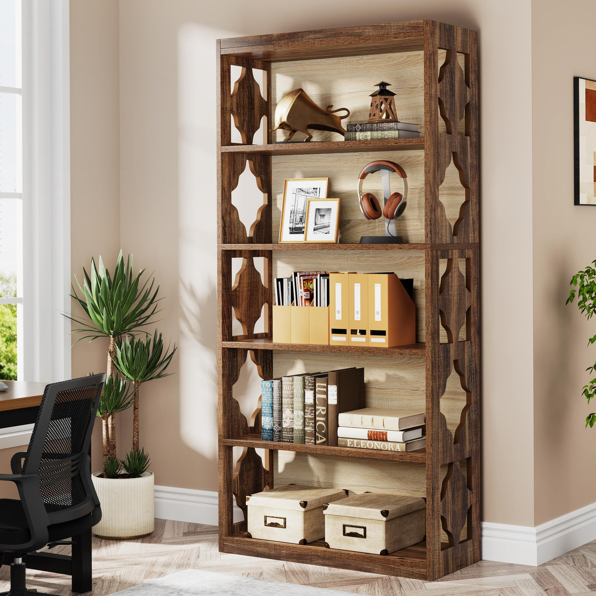 Tribesigns 6-Tier Bookcase, 70-Inch Tall Freestanding Bookshelf with Storage Shelves, Open Bookcase Wood Display Shelving Unit for Living Room Bedroom Tribesigns