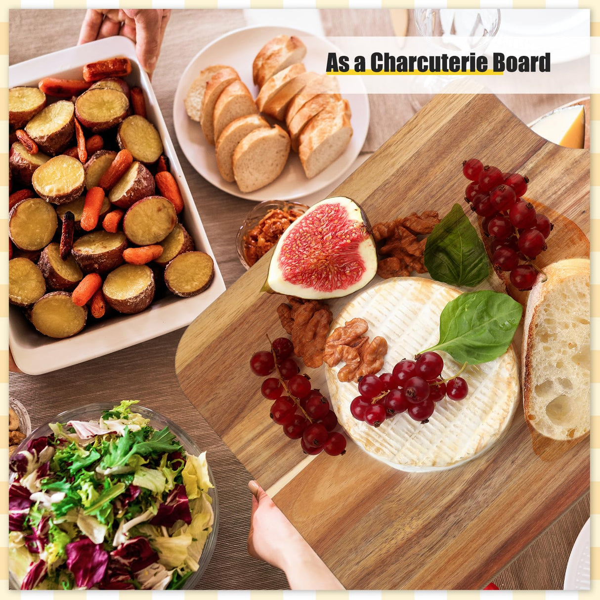 Didaey 6 Pcs Cutting Board Bulk Kitchen Thicken Chopping Board with Handles Wooden Charcuterie Serving Board Blank Wood Boards for Engraving Wedding Housewarming(16 x 10 Inch, Acacia Wood) Didaey