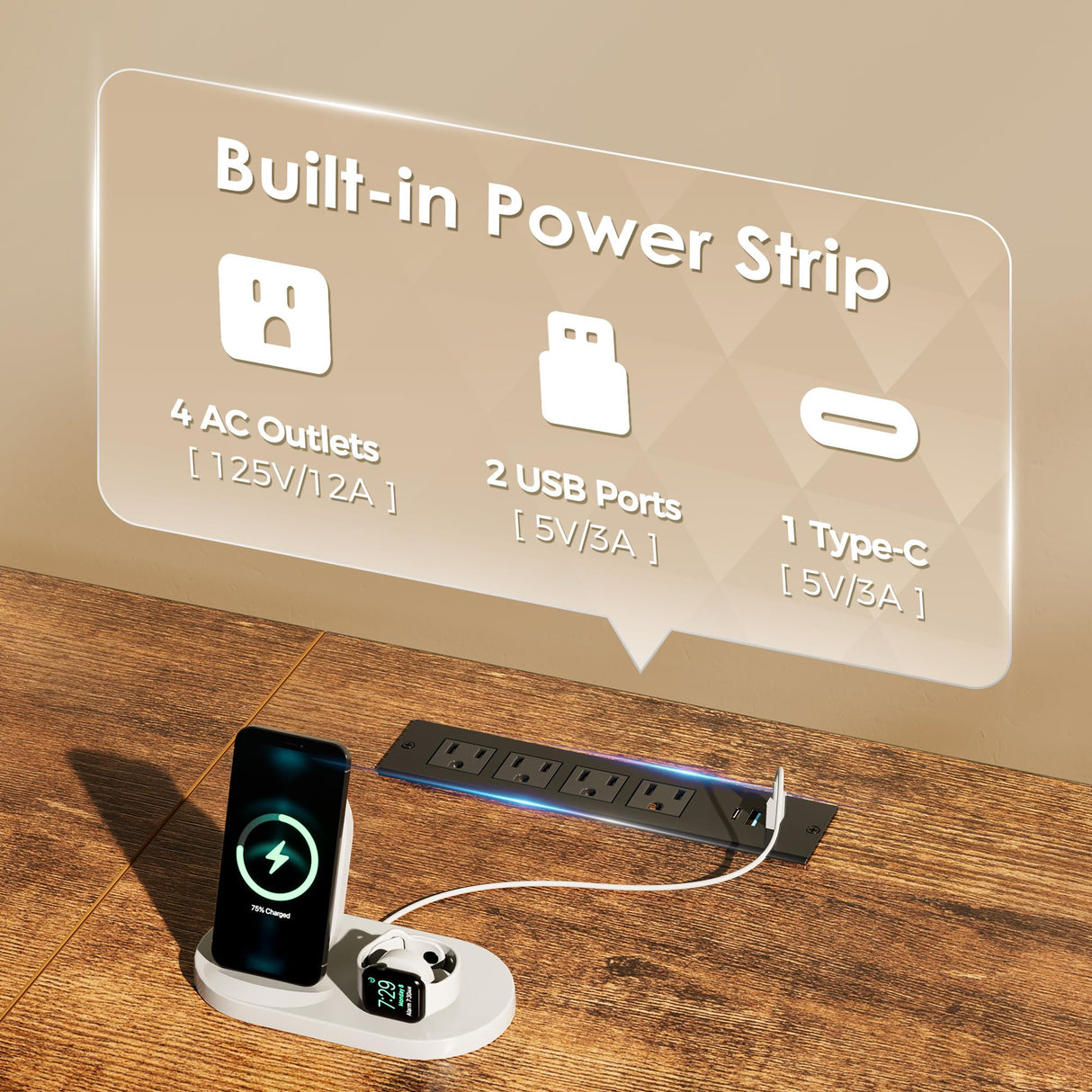 Huuger 63 Inch TV Stand for 65, 70 Inch TV, 11 Drawer Long Dresser with Power Outlets and LED Lights, Entertainment Center with Storage, Rustic Brown Dresser with PU Leather Surface Huuger