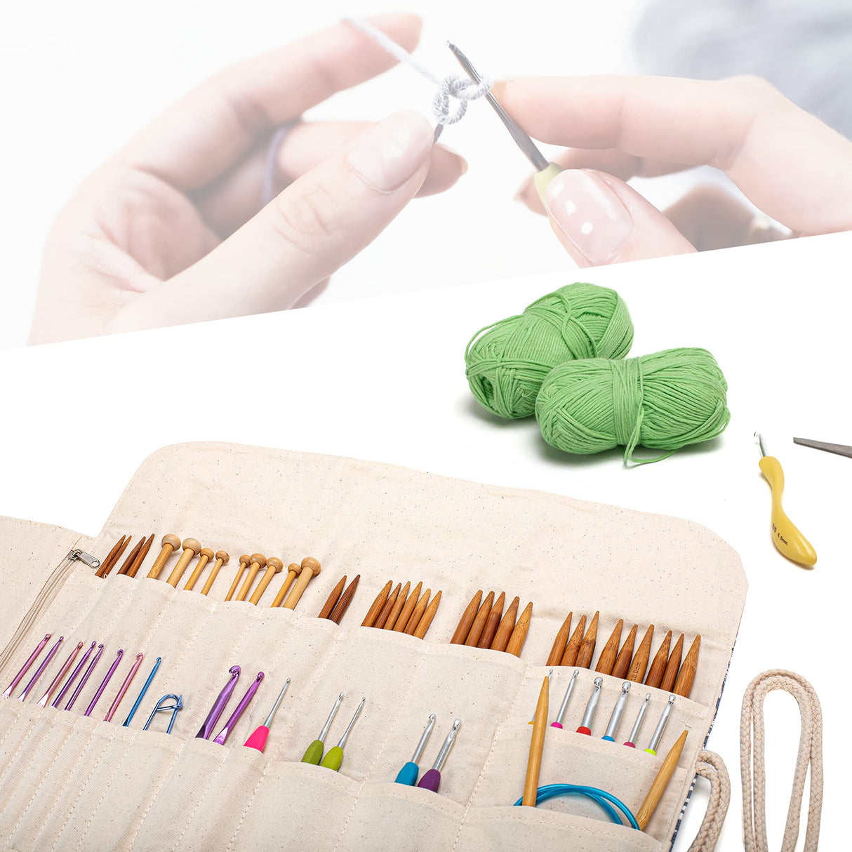 Teamoy Knitting Needles Holder Case(up to 11 Inches), Rolling Organizer for Straight and Circular Knitting Needles, Crochet Hooks and Accessories, Sheep - NO Accessories Included Teamoy