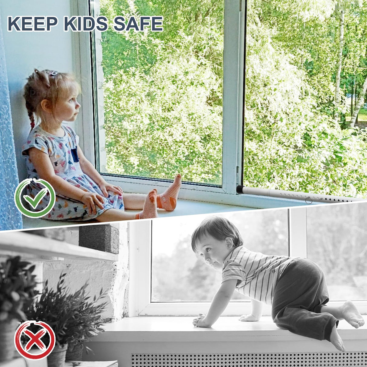 DIIG Sliding Door Security Bar,17.7-50.5inch Adjustable Locking Window Safety Bar with Rubber Tips,Diameter 1inch Window Security Bar for Home Apartment (White) DIIG