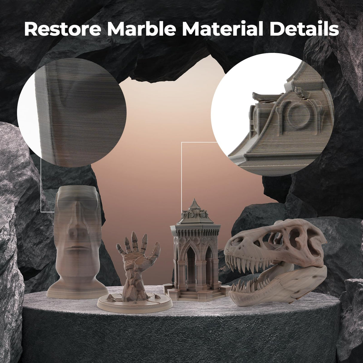 AMOLEN PLA Filament Fossil Gradient Stone PLA 3D Printer Filament 1.75MM Dimensional Accuracy +/- 0.02mm1kg(2.2lbs) Matte Finish Printing Spool AMOLEN