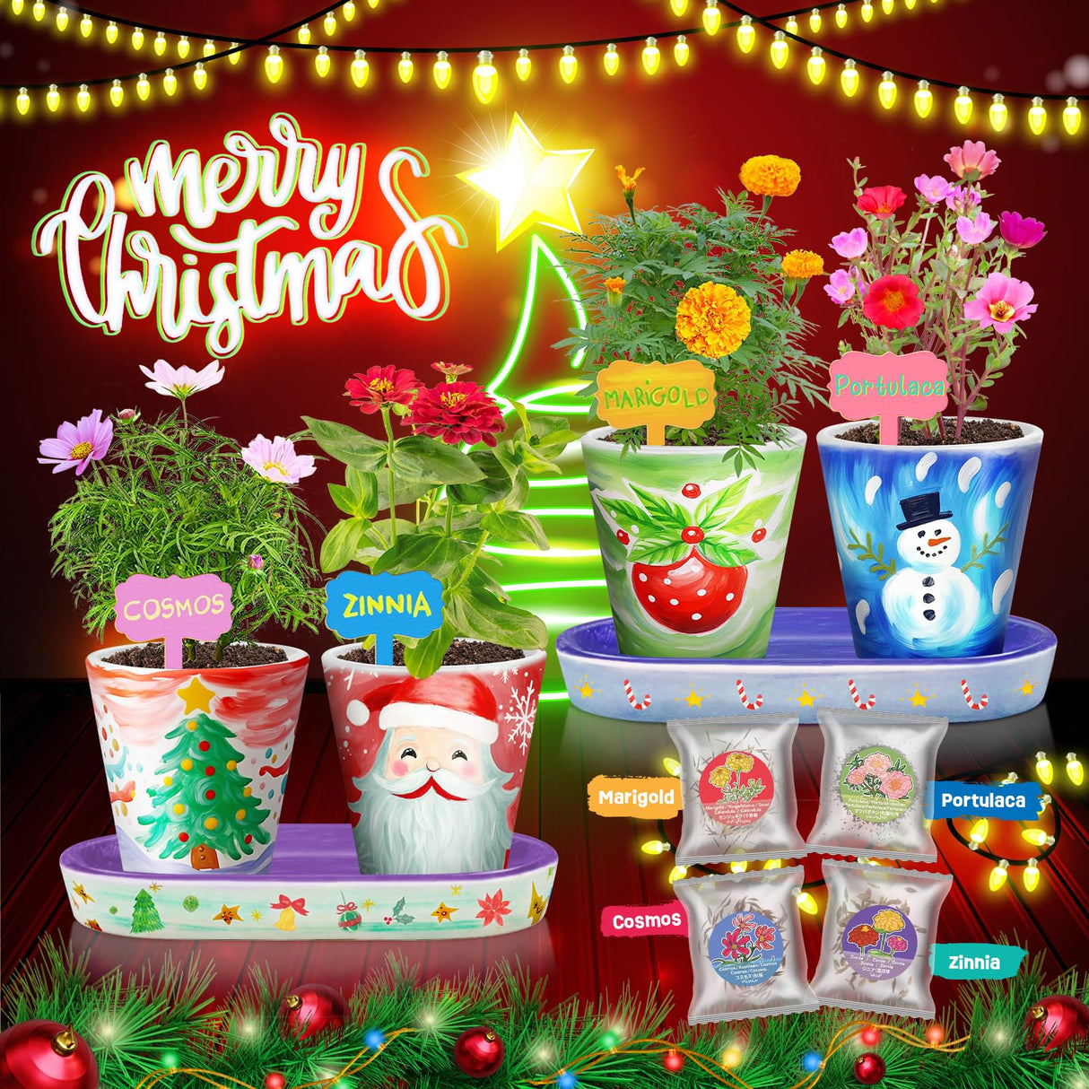 2-in-1 Rock Painting & Gardening Craft Kit for Kids - Glow in The Dark Pouring Art & DIY Planting Set - Fun Arts and Crafts for Boys & Girls Ages 6-12 - Complete Gift for Birthdays, Christmas, and Cre LAOESE