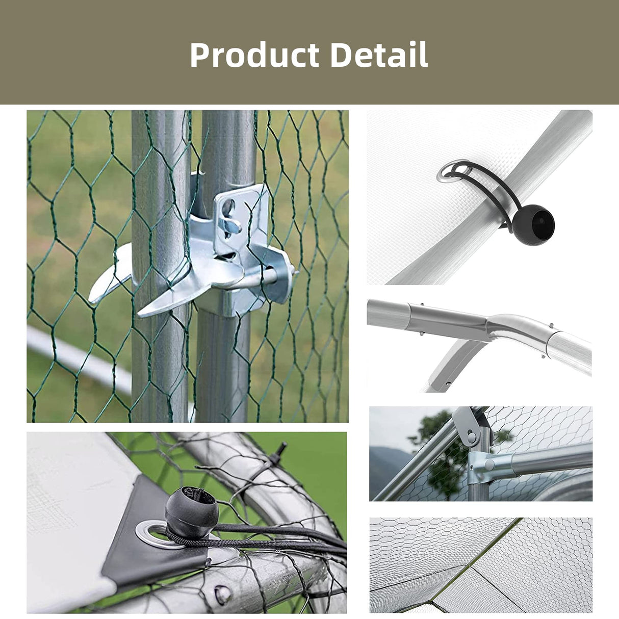 Outdoor Metal Chicken Coop,Metal Chicken Coop with Run,Walk-in Poultry Cage Spire-Shaped Chicken Run with Waterproof and Anti-Ultraviolet Cover for Outside,Backyard and Farm,19.6'x9.8'x6.4' HOOYEAH