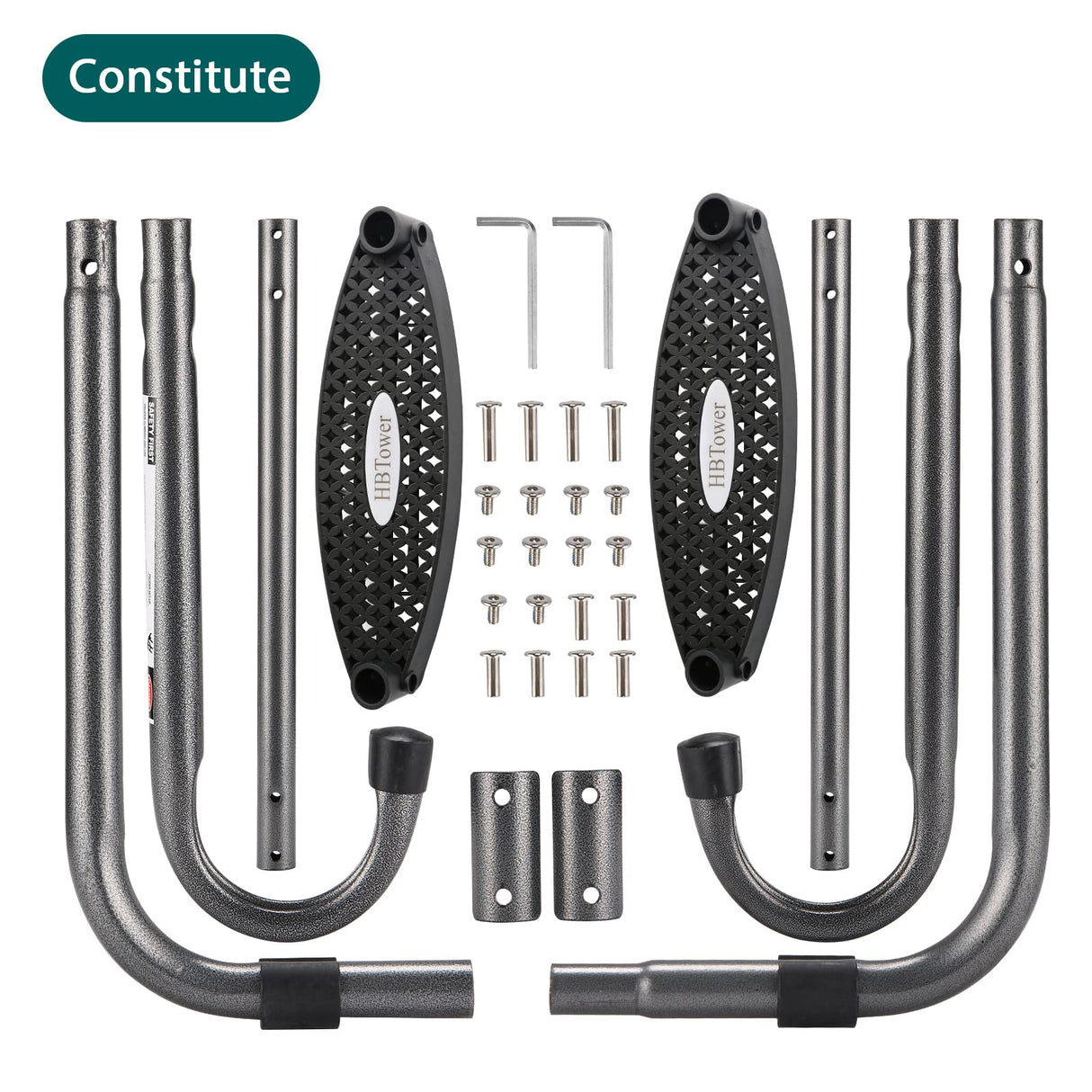 HBTower Trampoline Ladder with Horizontal and Wide Steps, Universal Hook, UV Treated Steel, 220 lbs Capacity Trampoline Accessories for Children Kids HBTower