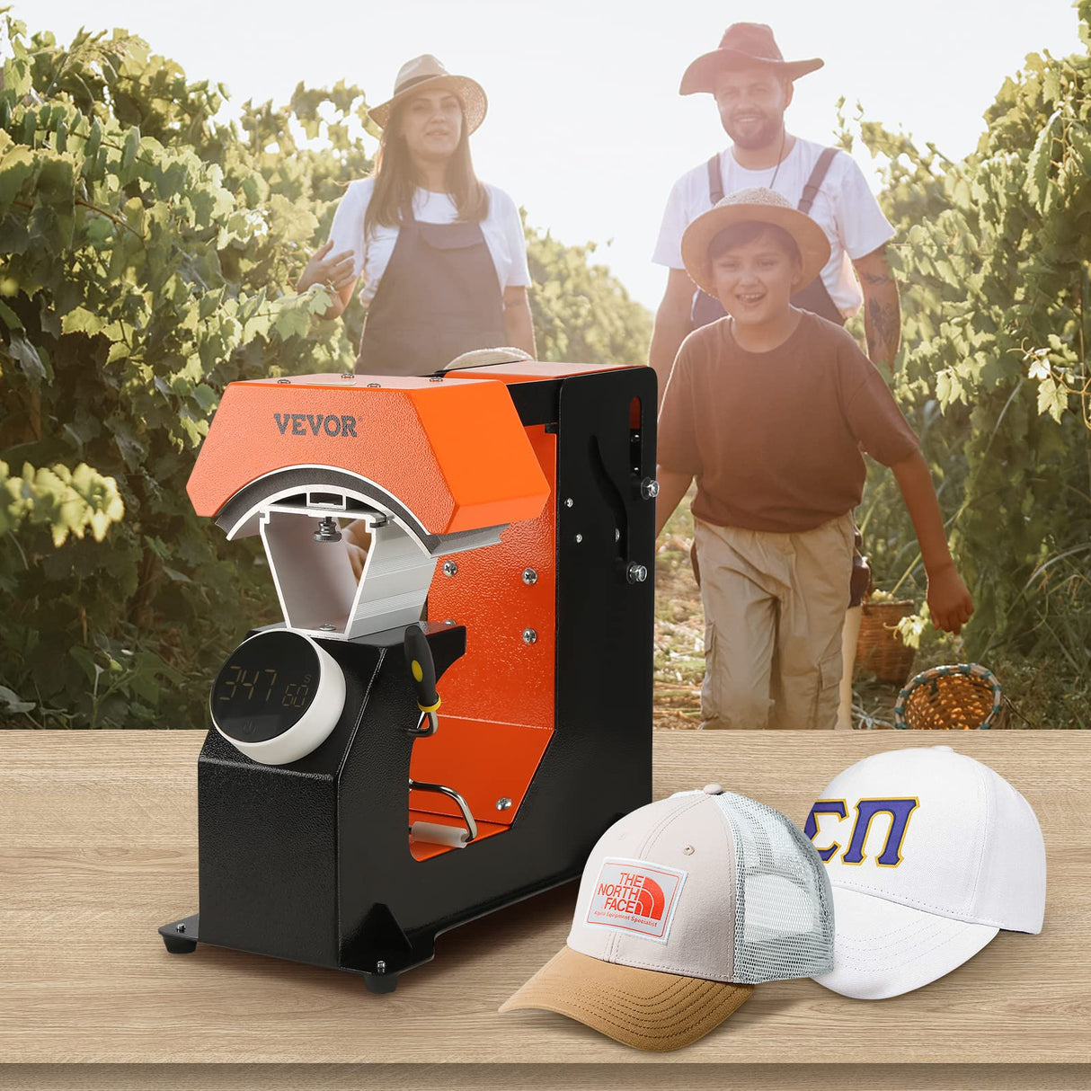 VEVOR 3-in-1 Auto Hat Heat Press with 3pcs Interchangeable Platens(6.6" x 2.7", 6.6" x 3.8", 6.1" x 3"), Automatic Release&Press Knob-Style Digital Control Panel, Heat Transfer Printing for Caps VEVOR