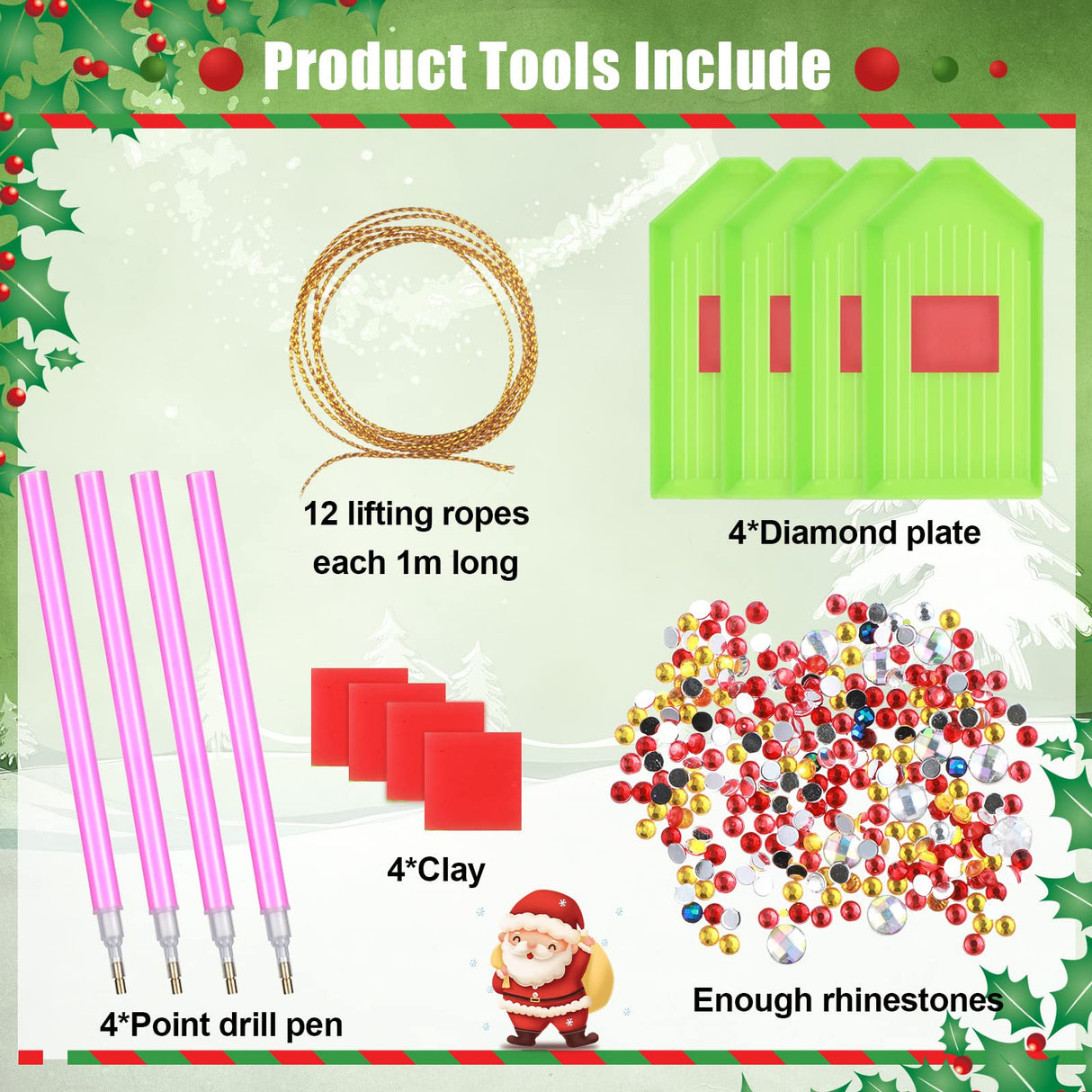 Hungdao 64 Pcs Diamond Art Christmas Ornaments Kits Christmas Crafts for Adults Diamond Gem Art Winter Hanging Ornaments 5d DIY Painting Keychains Xmas Crystal Tree Snowman Home Decor(Classic Red) Hungdao