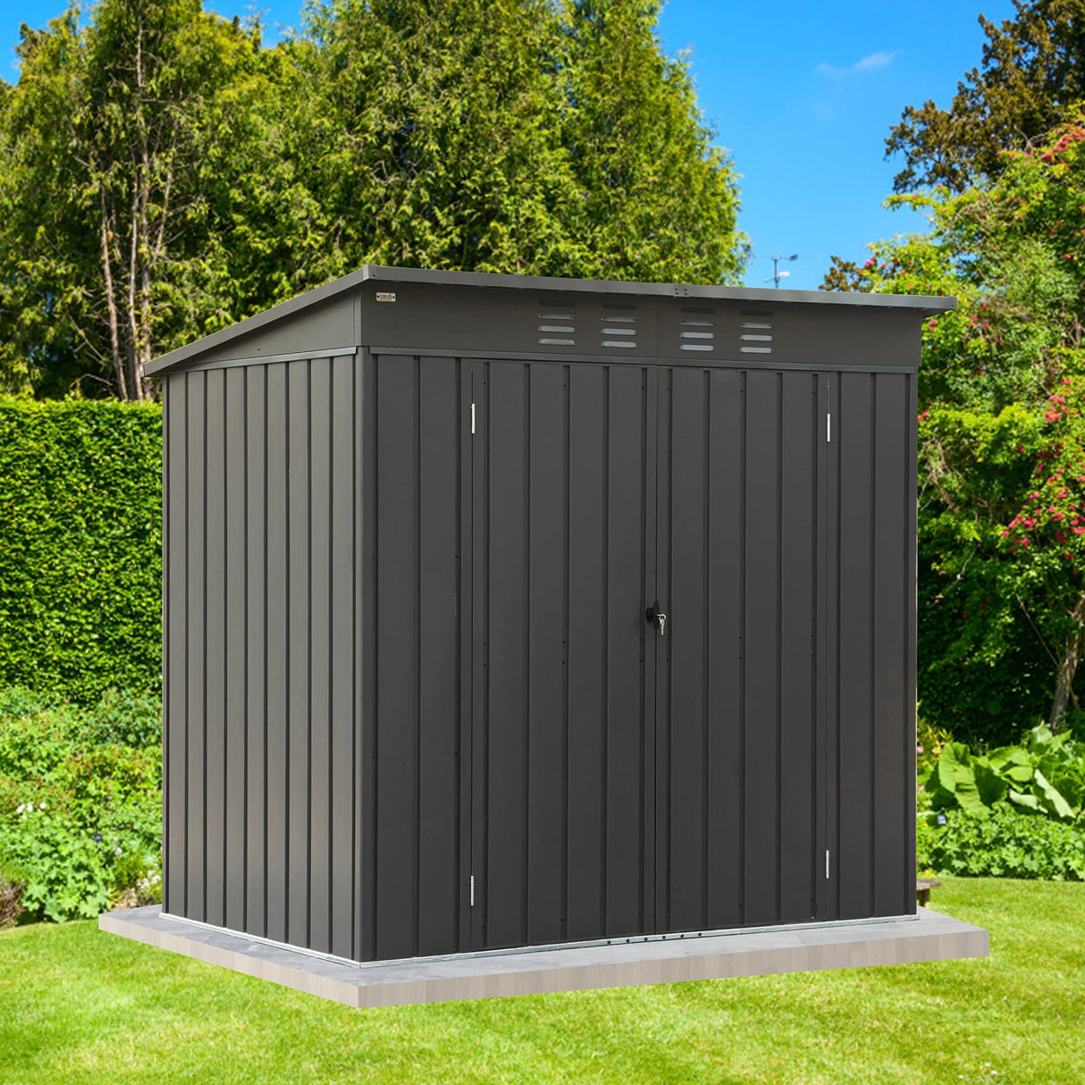 Domi Outdoor Storage Shed 6' x 4', Metal Waterproof Tool Shed Utility Storage House with Double Lockable Doors & Air Vent for Backyard Garden Lawn Patio domi outdoor living