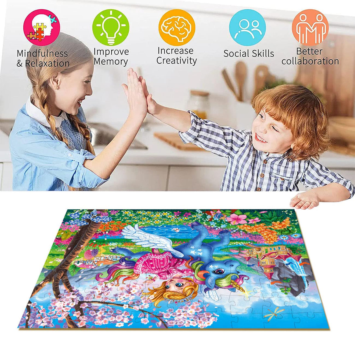 Princess and Unicorn 100 Piece Puzzles for Kids Ages 4-6 Jigsaw Puzzles for Toddlers Girls 3-5 Preschool Educational Puzzles Boards Toys Gifts for Girls Boys 3 4 5 6 Eirenke